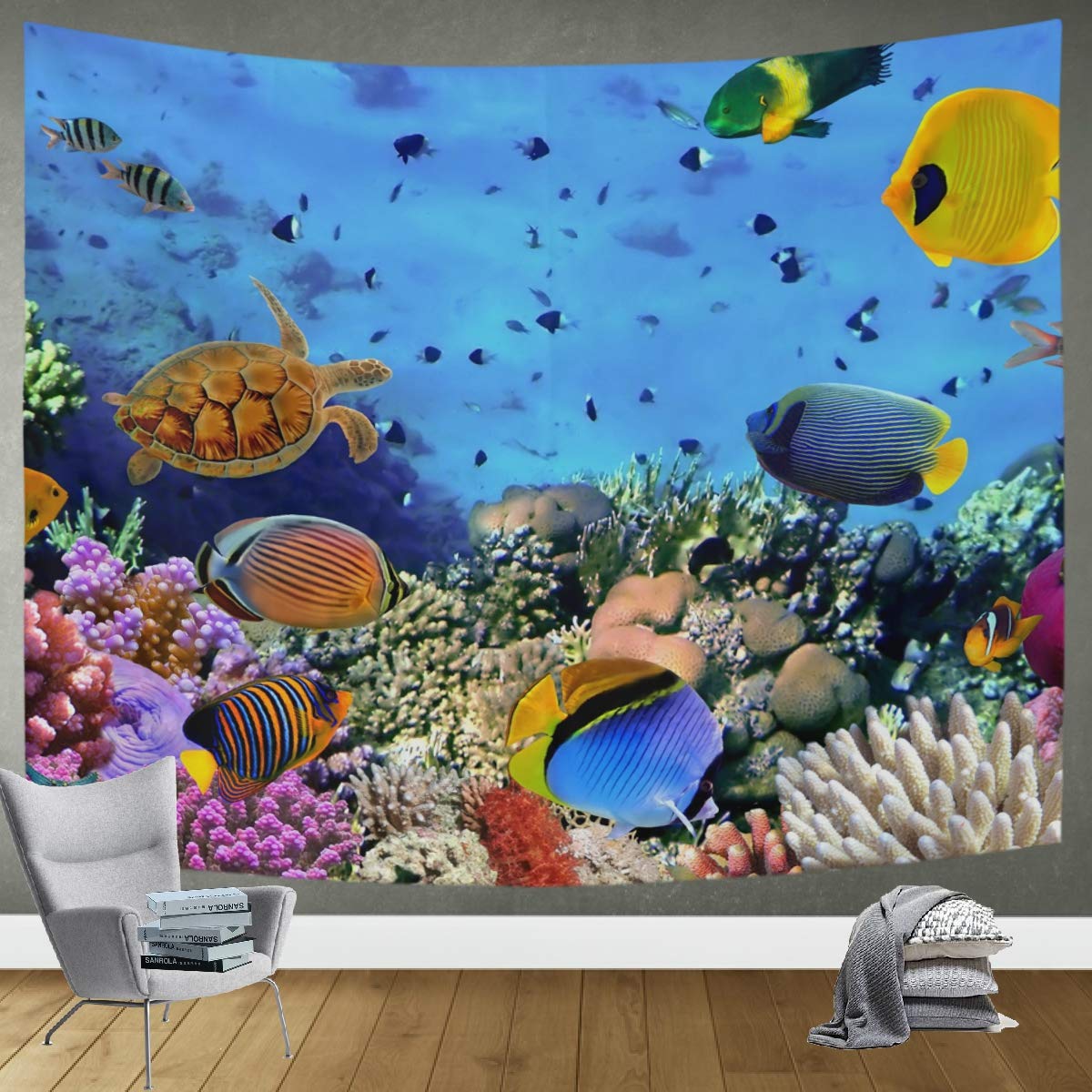 Coral Colony Red Sea Wall Hanging Tapestry - 90x60in Large Bohemian Wall Art for Living Room & Bedroom Decor | Perfect for Dorm, Home, Yoga Studio & Meditation Space