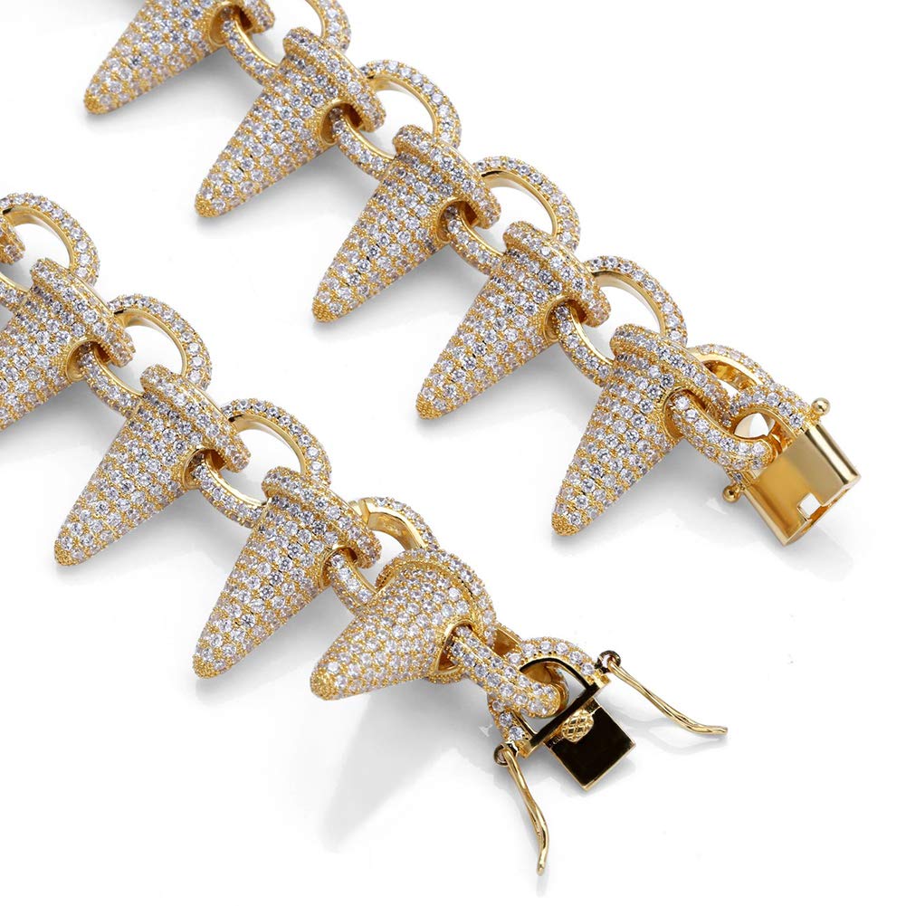 Luxury Punk Rock Spiked Rivet Stud Bracelet for Men & Women - Gold & Silver Hip Hop Cuff Bangle (7 Inch) - Perfect for Concerts, Parties & Streetwear Fashion