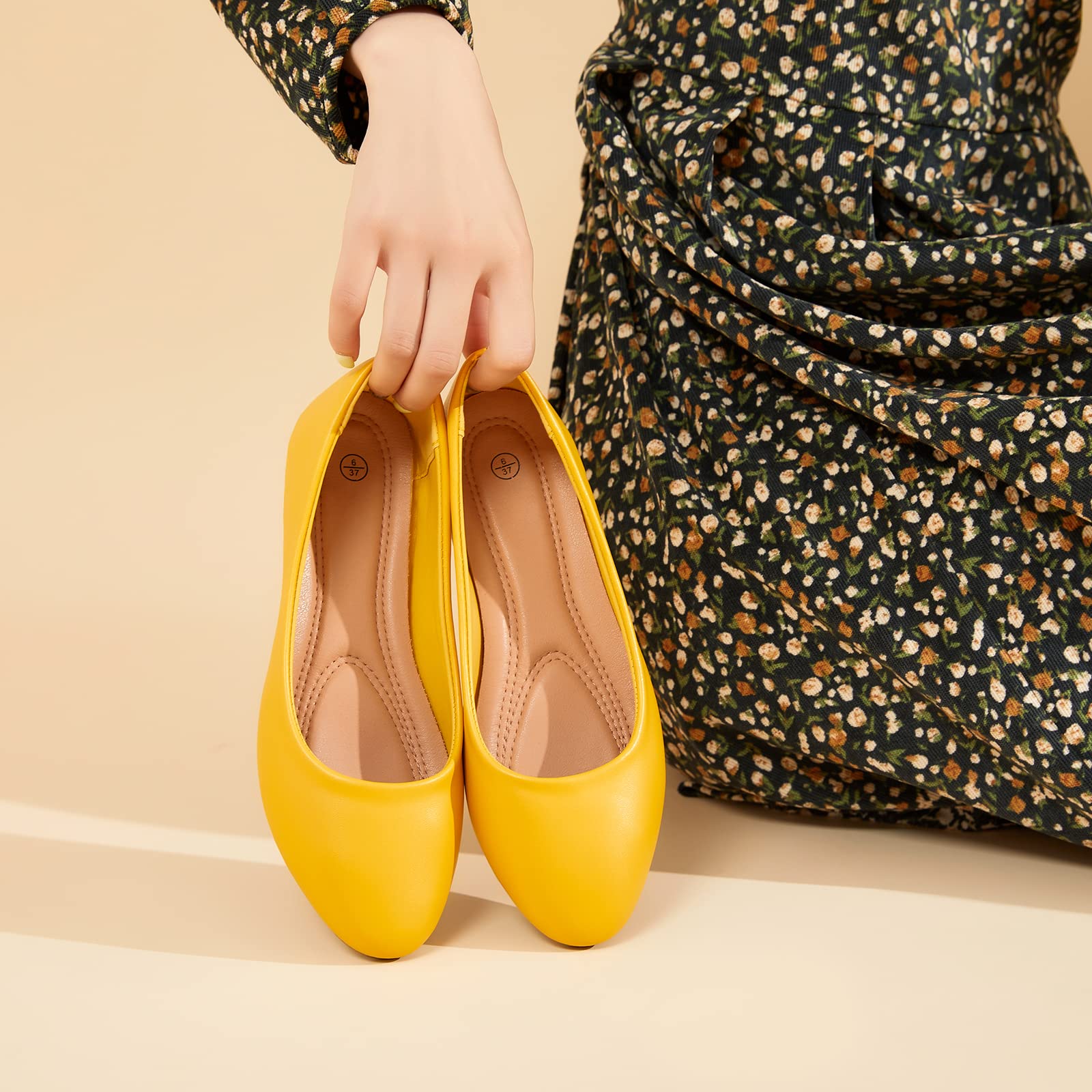 Hash Bubbie Women's Ballet Flats - Comfortable PU Leather Slip-On Dress Shoes for Women | Perfect for Office, Wedding & Casual Wear