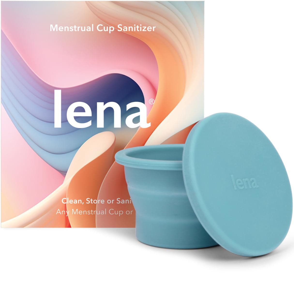 Lena Menstrual Cup Sterilizer Case - Compact & Collapsible Silicone Container for Cleaning Period Cups & Menstrual Discs | Travel, Home, Dorm Use | Feminine Hygiene Essential | Light Blue | Perfect for On-the-Go Women & College Students