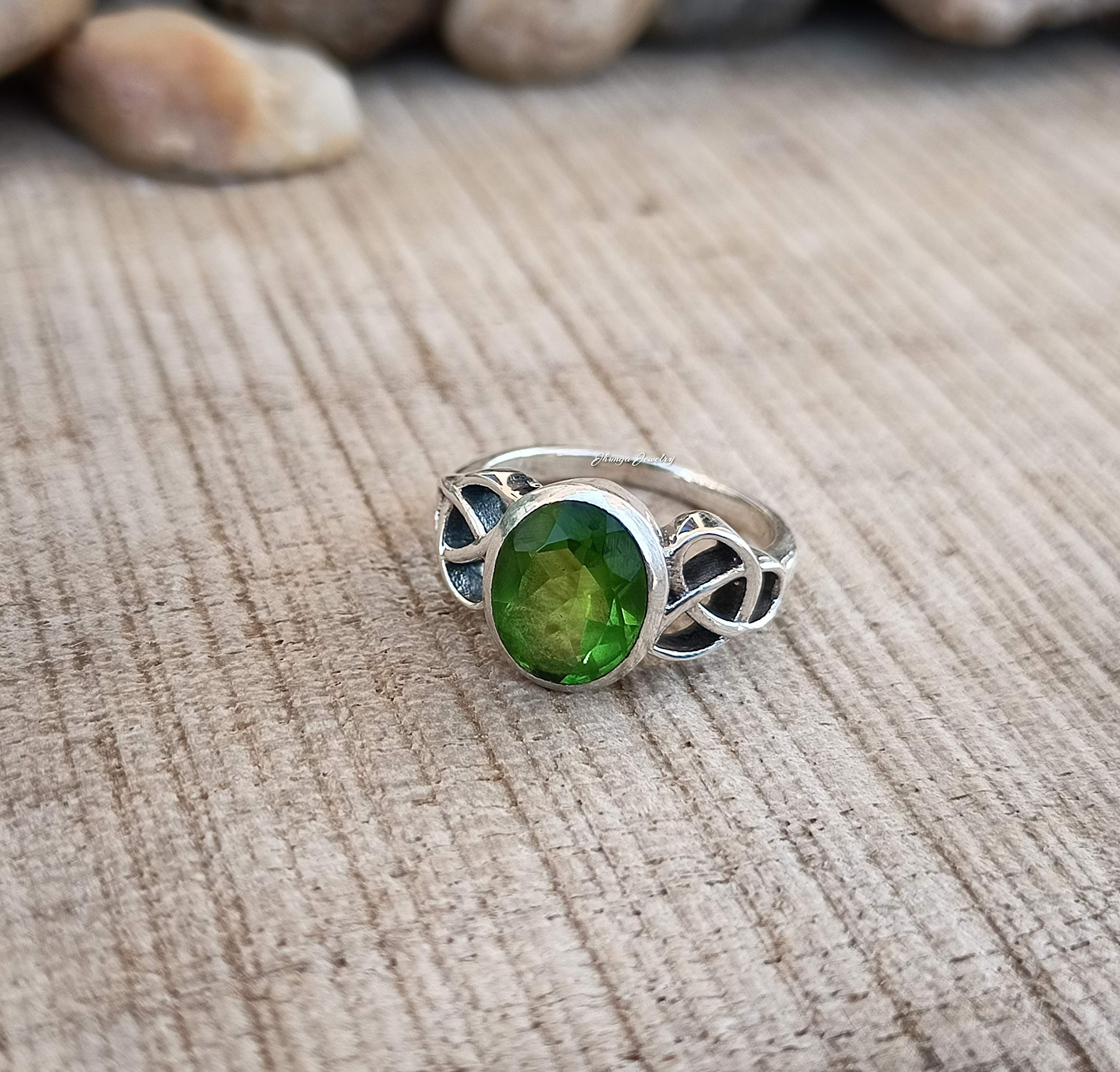 Handcrafted 925 Sterling Silver Peridot Ring | Oval August Birthstone Jewelry | Unique Boho Statement Ring for Women | Perfect Gift for Anniversary, Birthday & Promise