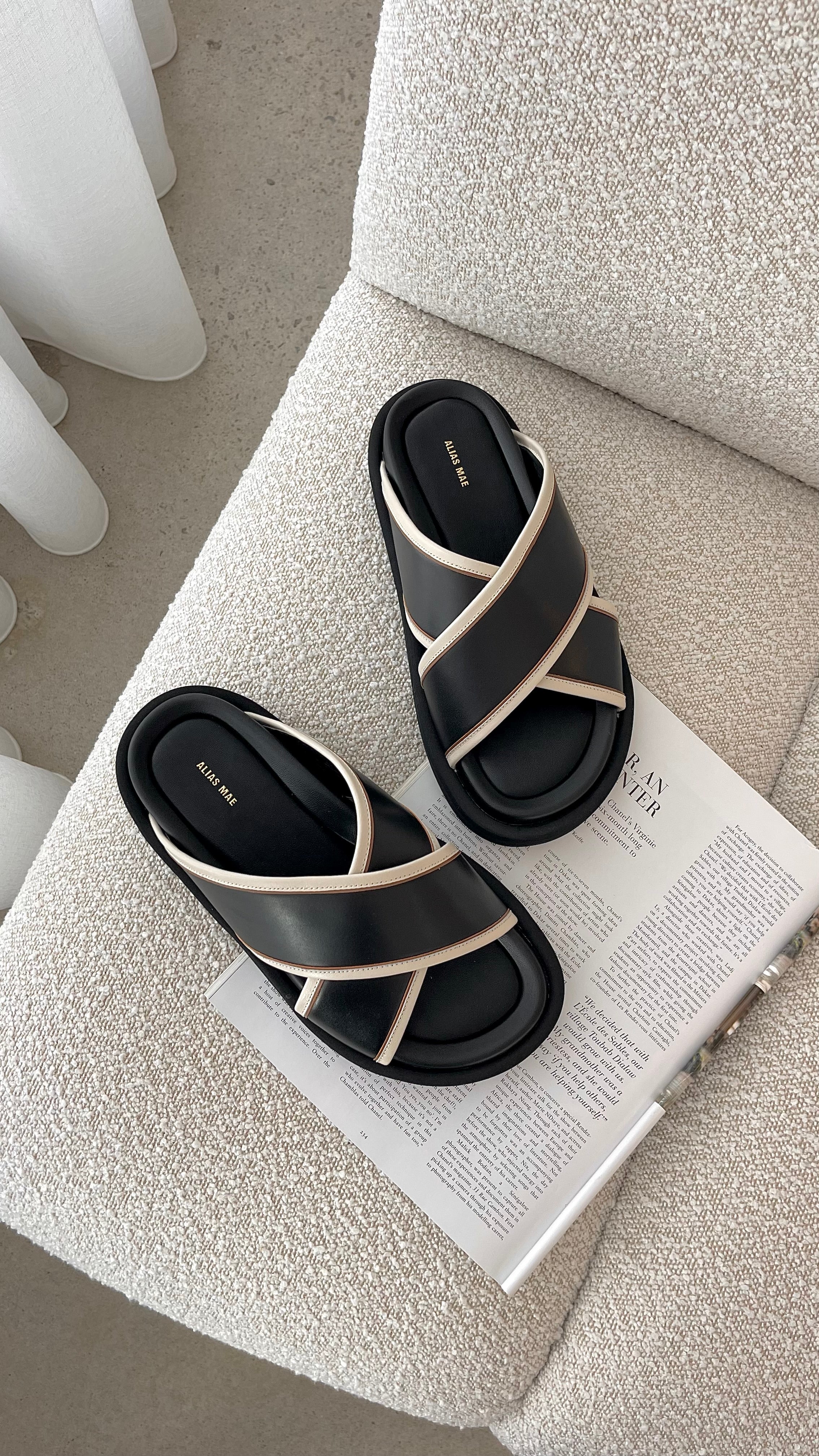 Anissa Slide Sandals - Black Genuine Leather Slides for Women - Comfortable & Stylish for Beach, Pool, and Casual Outings