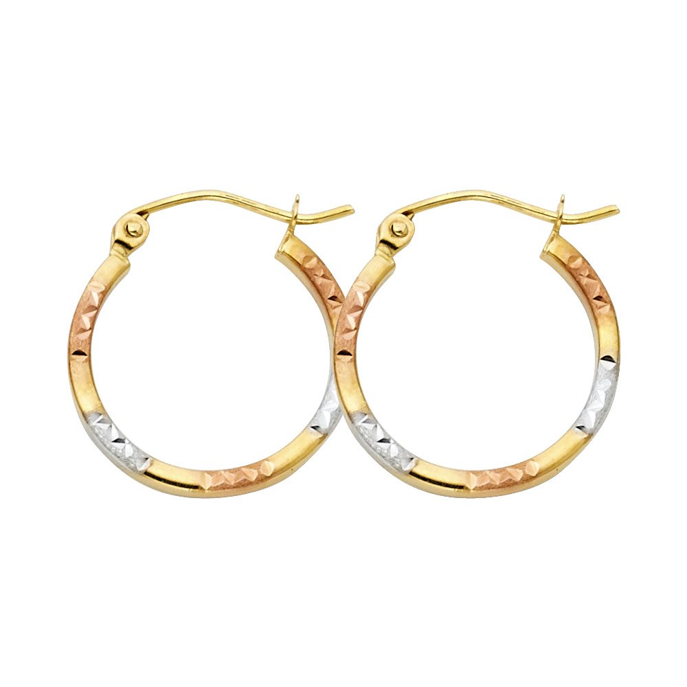 Sonia Jewels 14K White, Yellow & Rose Gold Diamond-Cut Square Tube Hoop Earrings for Women | Elegant Everyday Jewelry & Special Occasion Gift