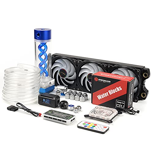 Syscooling Soft Tube Water Cooling Kit - Blue Pump & Reservoir, 360mm Copper Radiator, ARGB Lights, Compatible with All Intel CPU Sockets | Perfect for Gaming PCs & High-Performance Cooling Systems