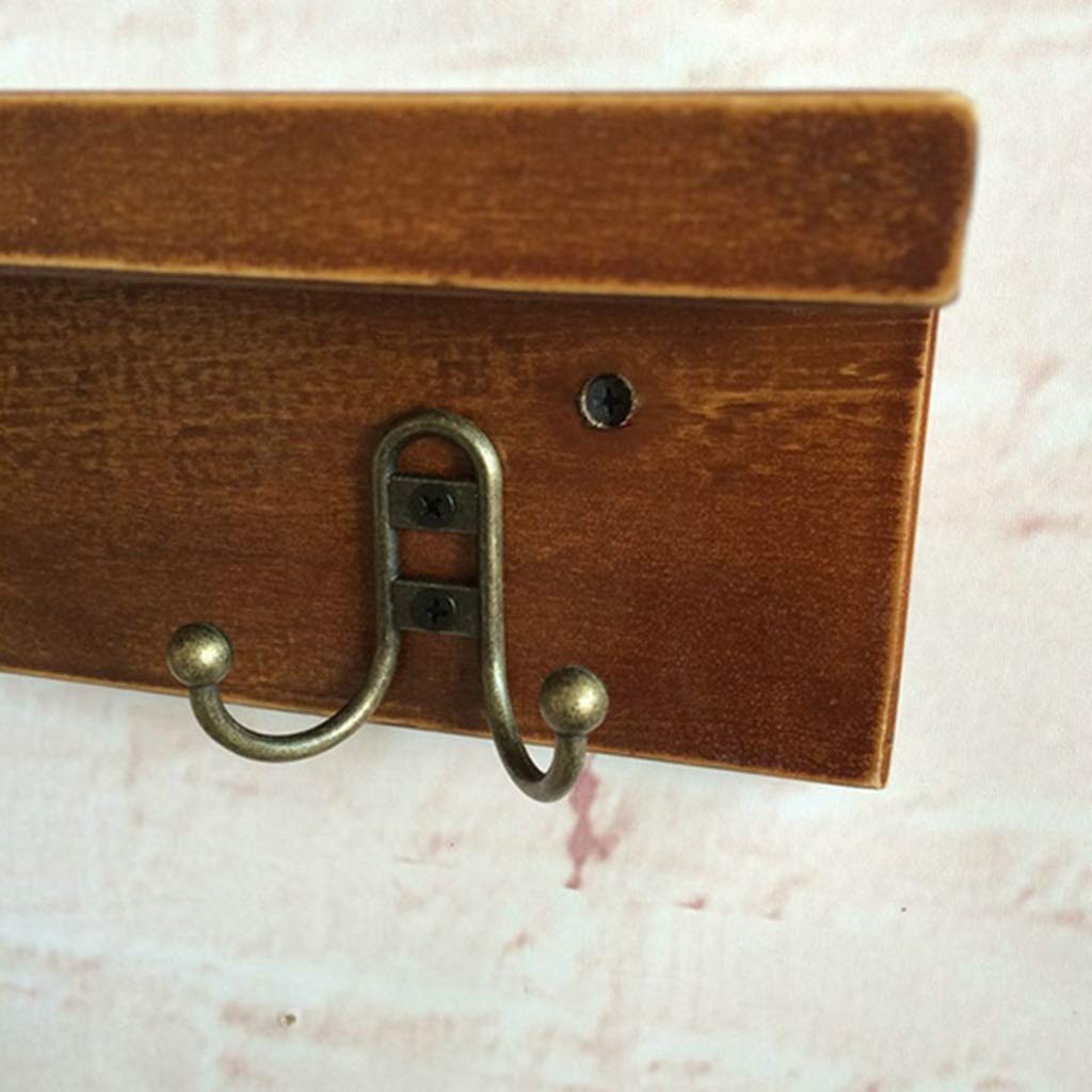 4 Double Hook Wooden Coat Rack with Shelf - Solid Pine Wall Mounted Storage Hanger for Towels, Jackets & Accessories | Perfect for Hallway, Bathroom, Kitchen & Cloakroom Organization
