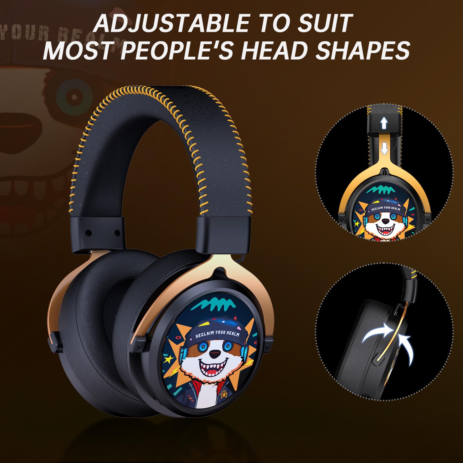 Wireless Gaming Headset with 7.1 Surround Sound & Bluetooth 5.4 - 2.4GHz USB Noise Canceling Headphones for PC, PS5, PS4, Mac, Switch - 6mm Mic & 3.5mm Wired Option - Perfect for Competitive Gaming & Online Chat (Black)