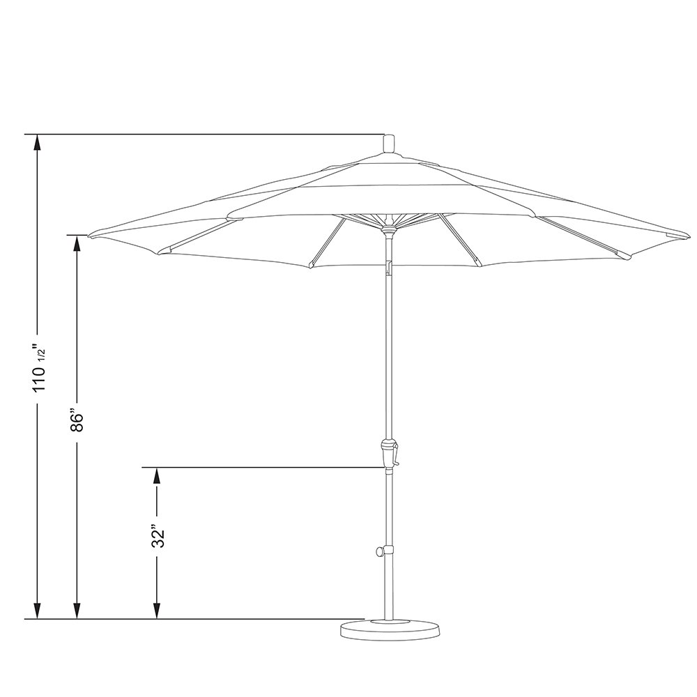 11-Foot Pacifica Sapphire Patio Umbrella with Crank Lift & Auto Tilt - Bronze Aluminum Pole - Round Outdoor Market Umbrella for Patio, Poolside, Garden, and Backyard Relaxation