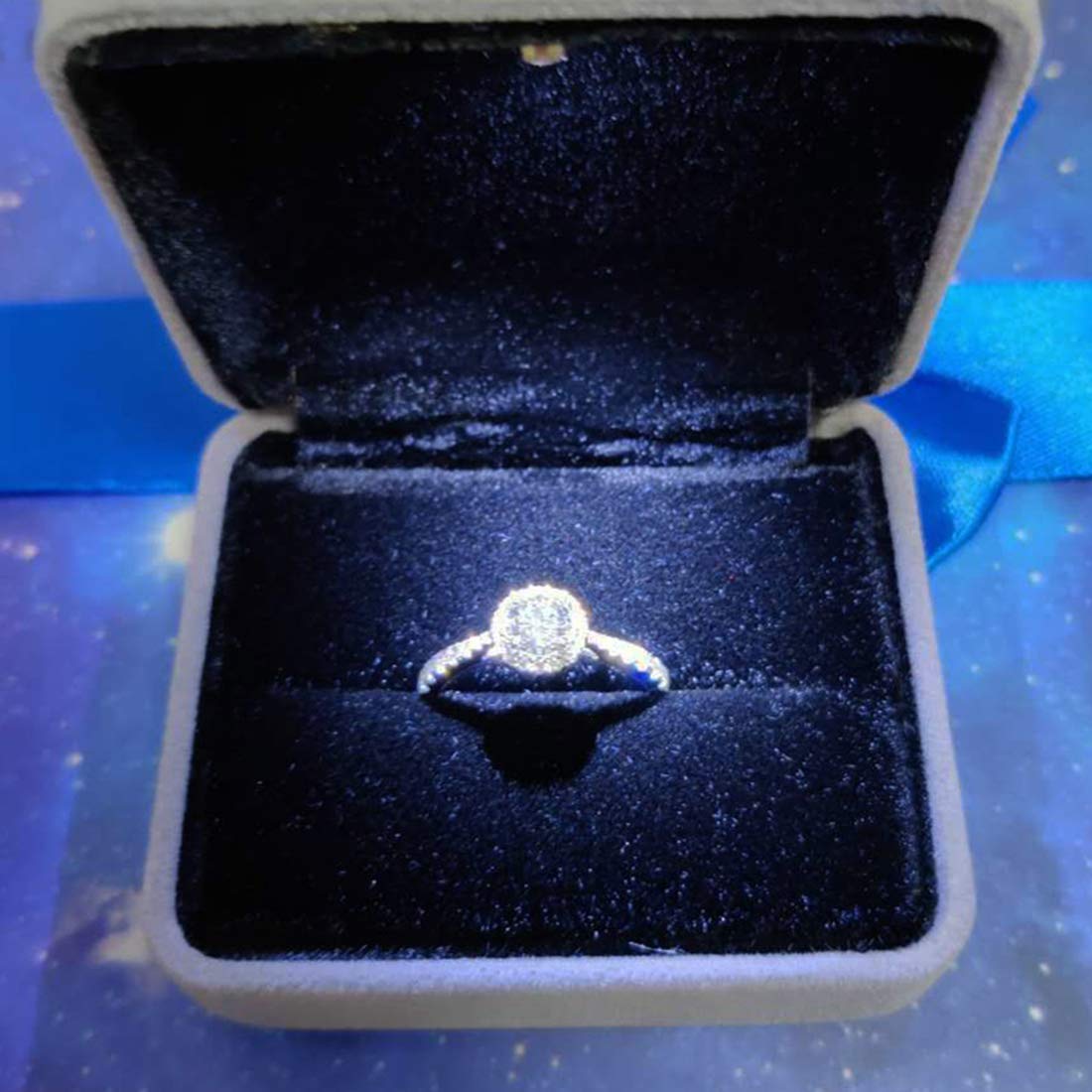 GBYAN Velvet Ring Box with LED Light - Premium Jewelry Display Gift Box for Proposal, Engagement & Wedding - Perfect for Romantic Surprises & Special Occasions