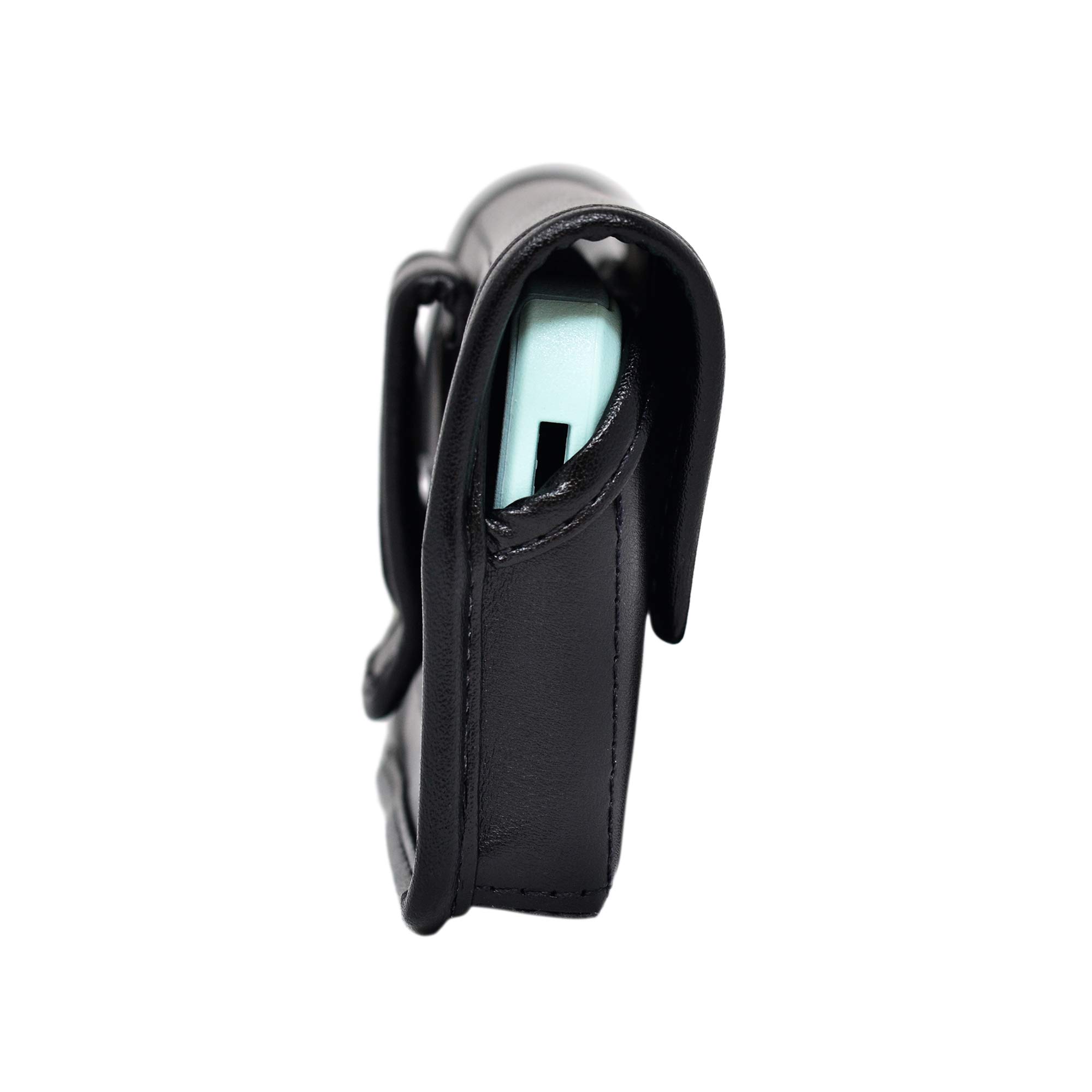 Premium Leather Phone Holster for iPhone 13 & 12 Mini - Black Belt Clip Holder for Shockproof Cases | Commuter & Symmetry Style | Durable Leather Belt Clip for Work, Travel & Outdoor Activities