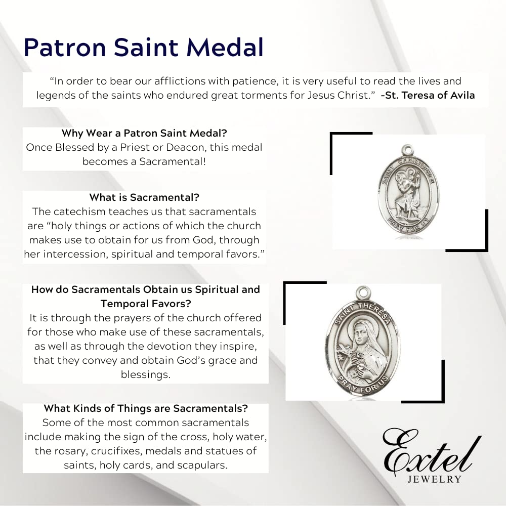 Sterling Silver St. Christopher Medal Necklace for Swimmers - Waterproof Religious Pendant for Swimming, Diving & Water Sports Protection
