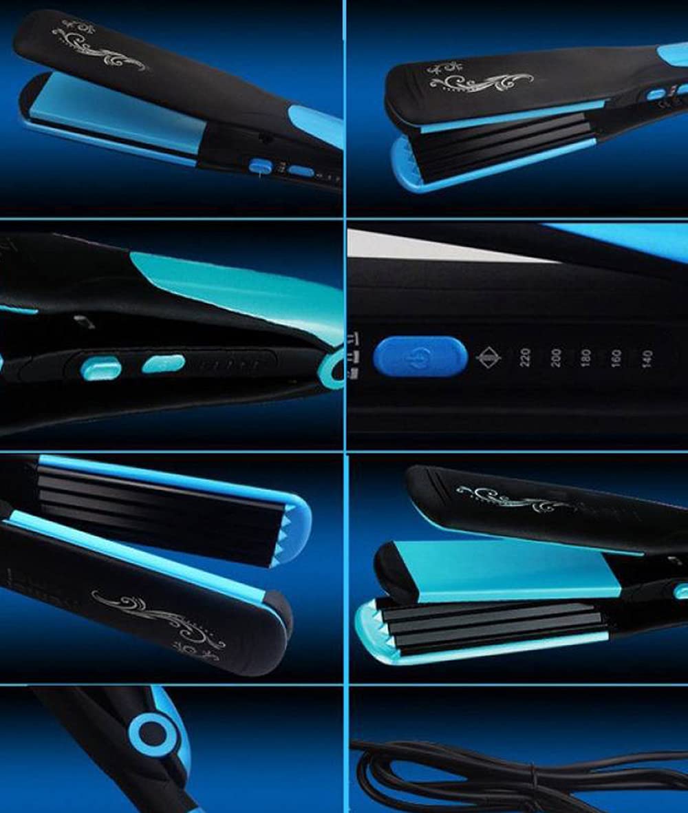 2 in 1 Hair Straightener and Curler - Portable Dual Use Flat Iron with Tourmaline Ceramic Plates for Straightening & Volumizing (220°C) - Perfect for Travel, Home & Salon Styling