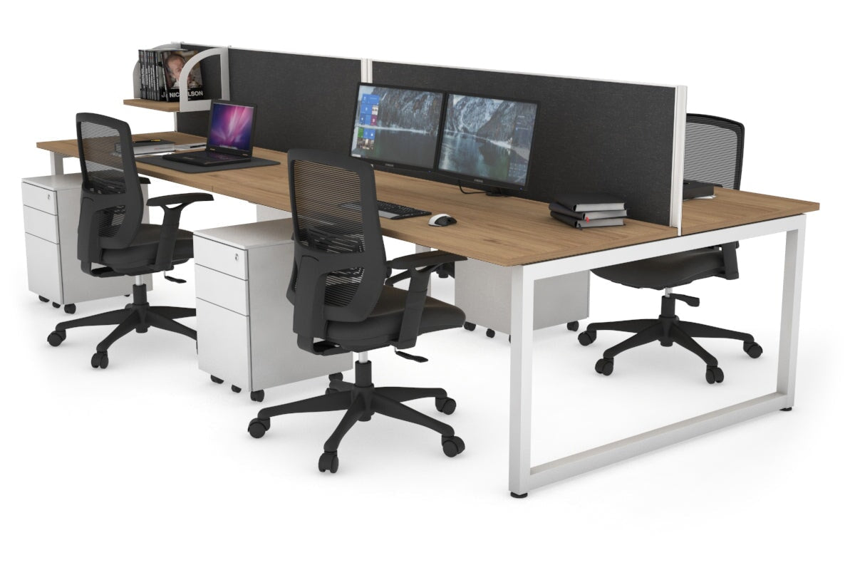 Quadro Loop Legs 4-Person Office Workstation - 1400L x 700W Modern Collaborative Desk for Team Workspaces | Perfect for Open Offices, Coworking Spaces & Conference Rooms