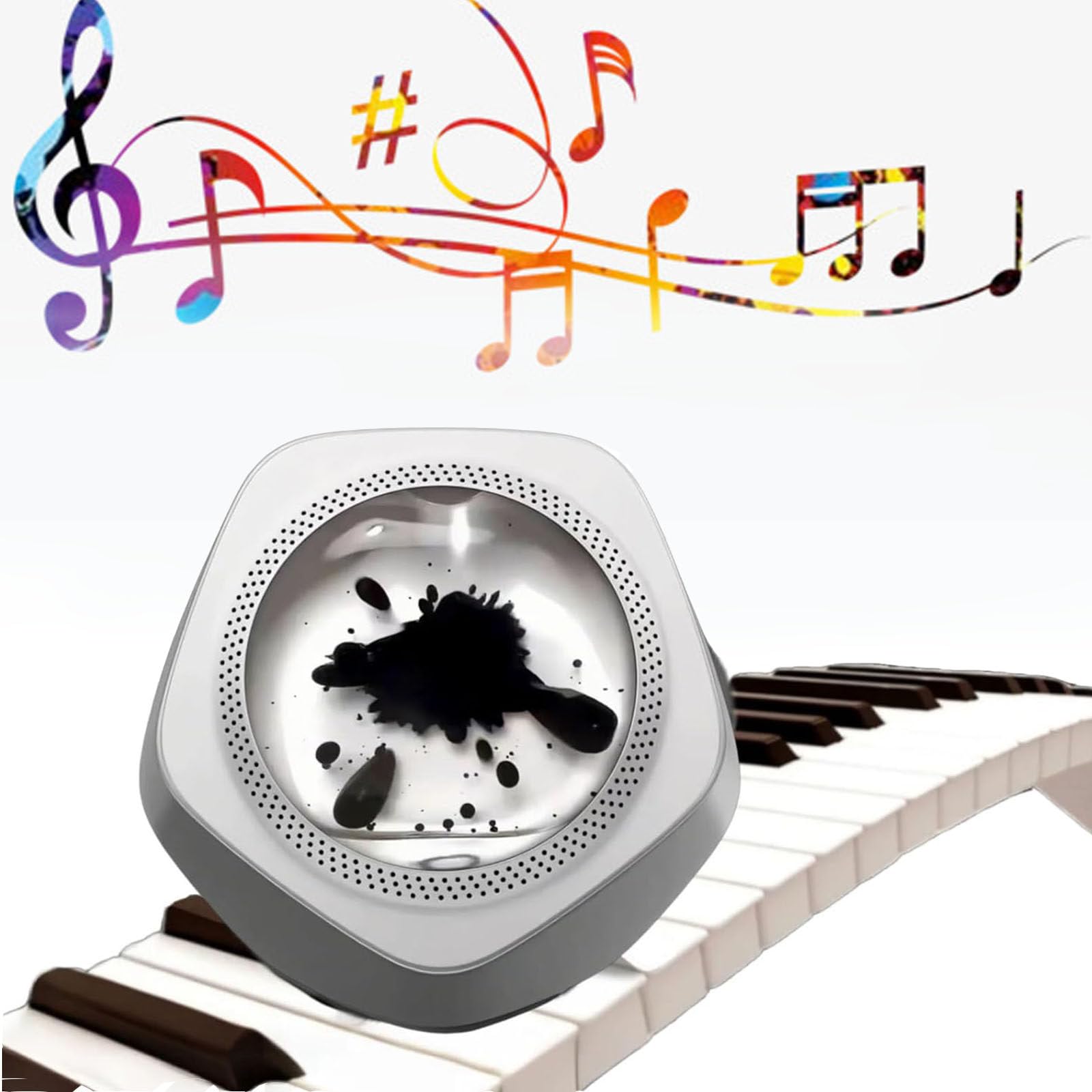 Ferrofluid Speaker with Sound Visualizer - Dancing Ferrofluid Toy that Moves to Music Rhythm | Symbiote in a Bottle Desk Display Lamp | Perfect for Office Decor, Science Gifts & Music Visualization