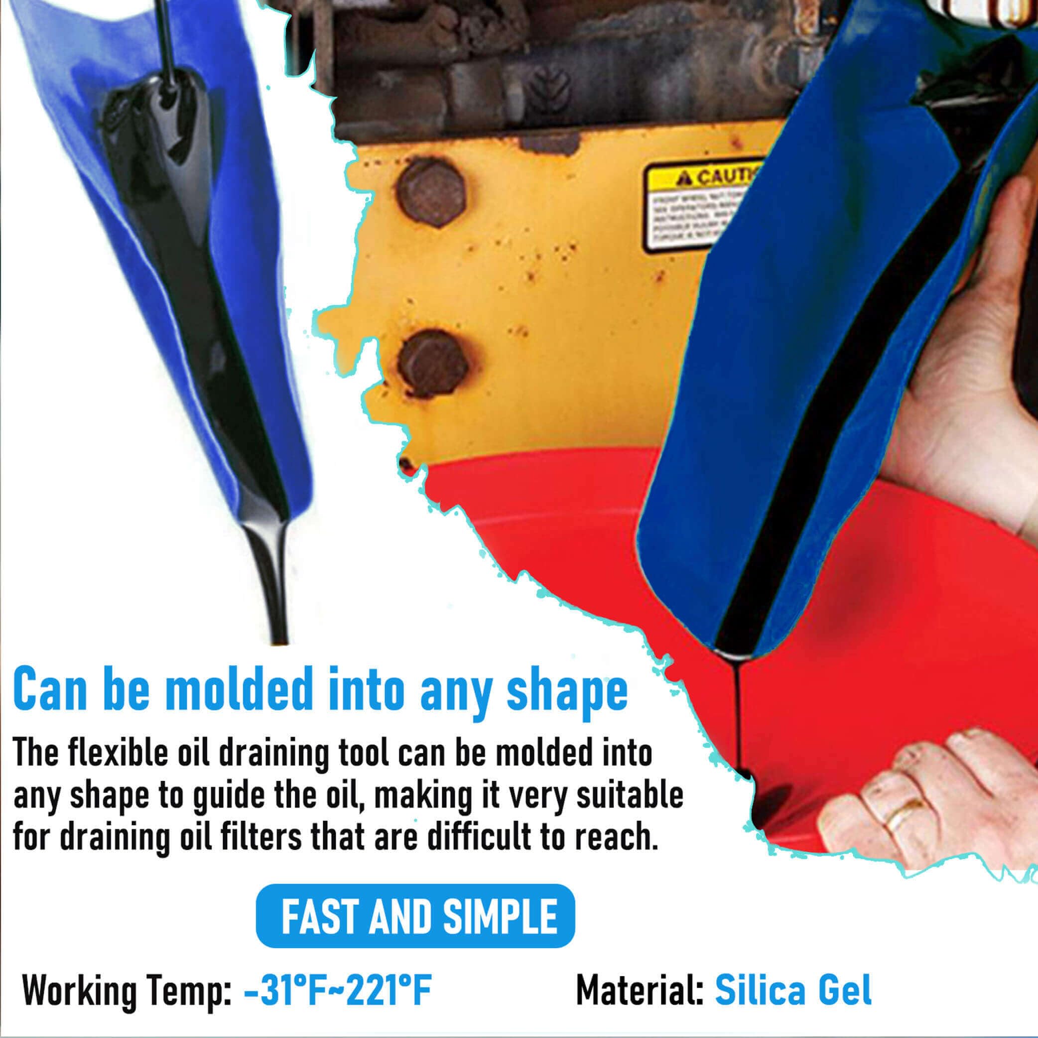 Flexible Oil Funnel - Reusable Spill-Free Funnel for Easy Oil Changes & Fluid Transfers | Moldable into Any Shape | Perfect for Cars, Motorcycles & DIY Automotive Maintenance