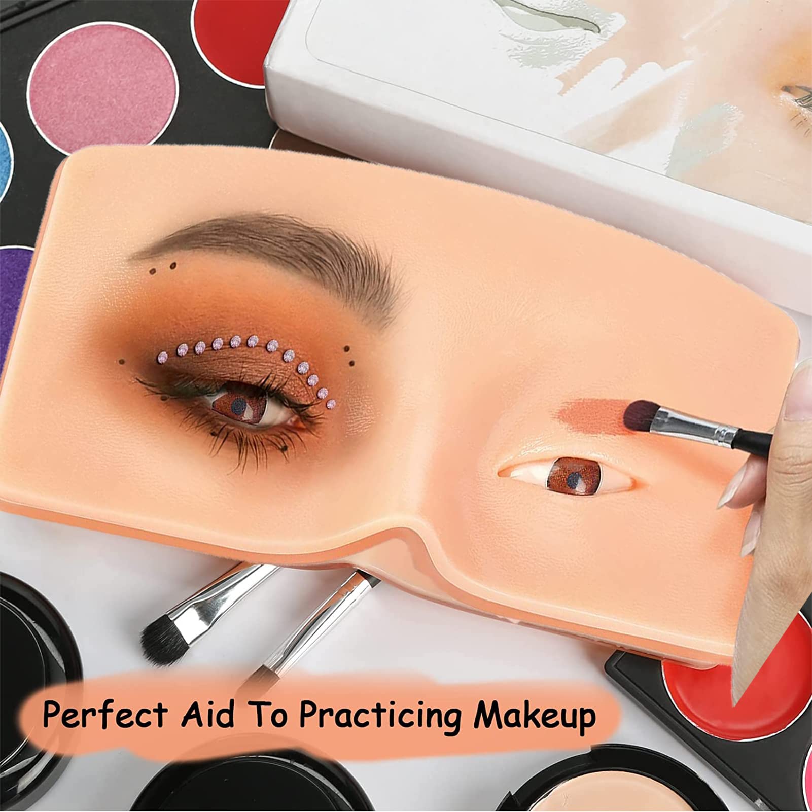 BUCICE Silicone Makeup Practice Face Board - Reusable Bionic Skin for Eyes & Face Makeup Training - Easy to Clean Mannequin Pad - Perfect for Beginners & Professionals at Home or Salon
