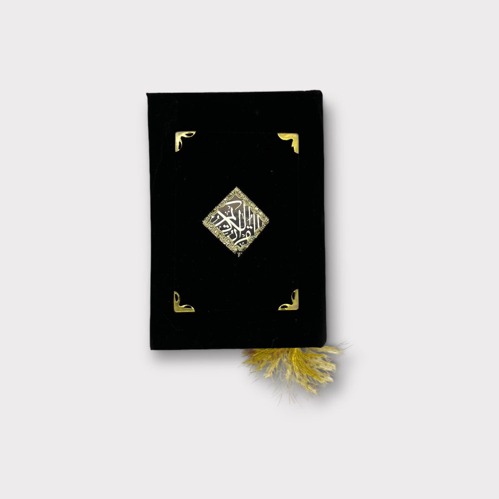 Holy Quran with Velvet Cover - Islamic Art Prayer Book with Stand - Perfect for Home Decoration, Gift, and Daily Prayers