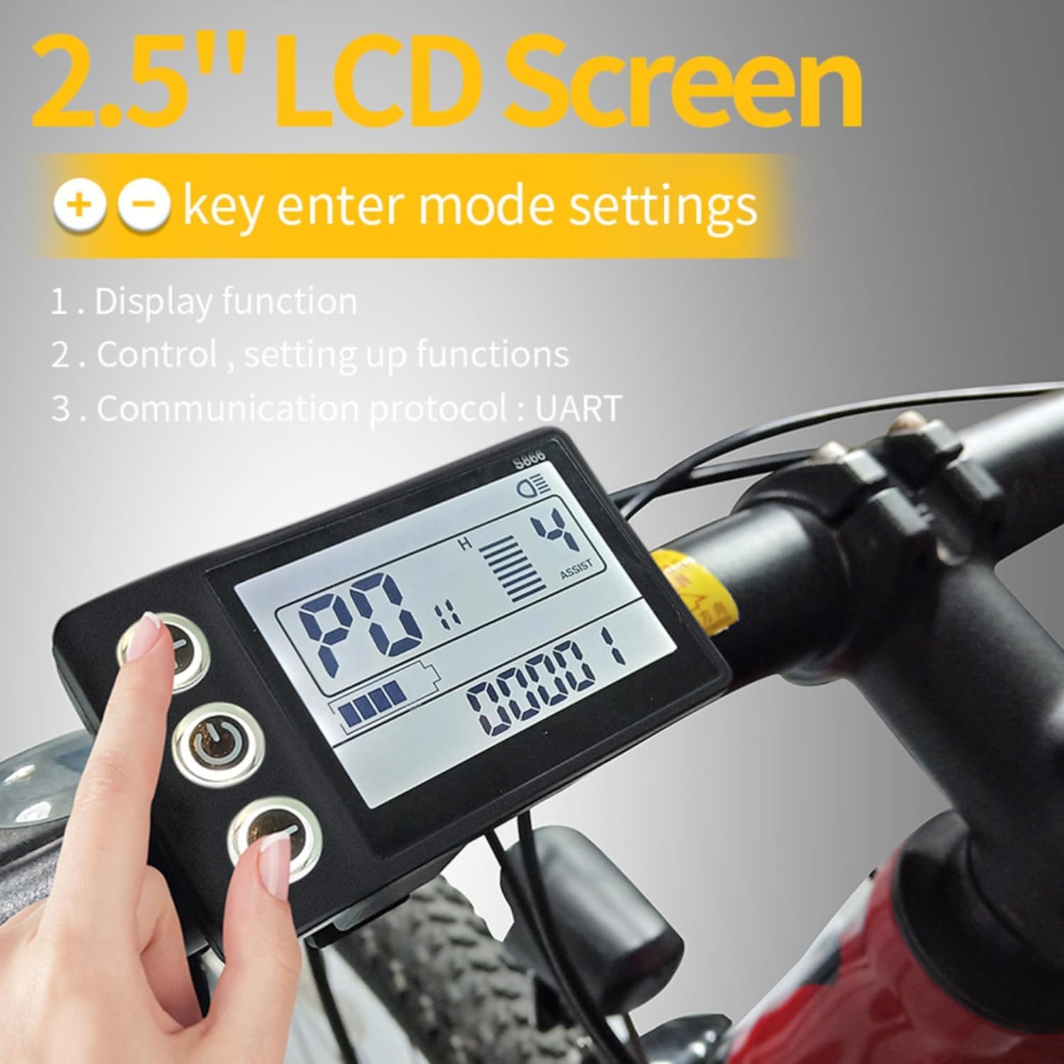 **S866 Universal E-Bike LCD Display Meter - 24V 36V 48V 60V Waterproof Control Panel for Electric Bikes & Scooters - 6 Pin 22.2mm Screen for Commuting, Off-Road & Urban Riding**
