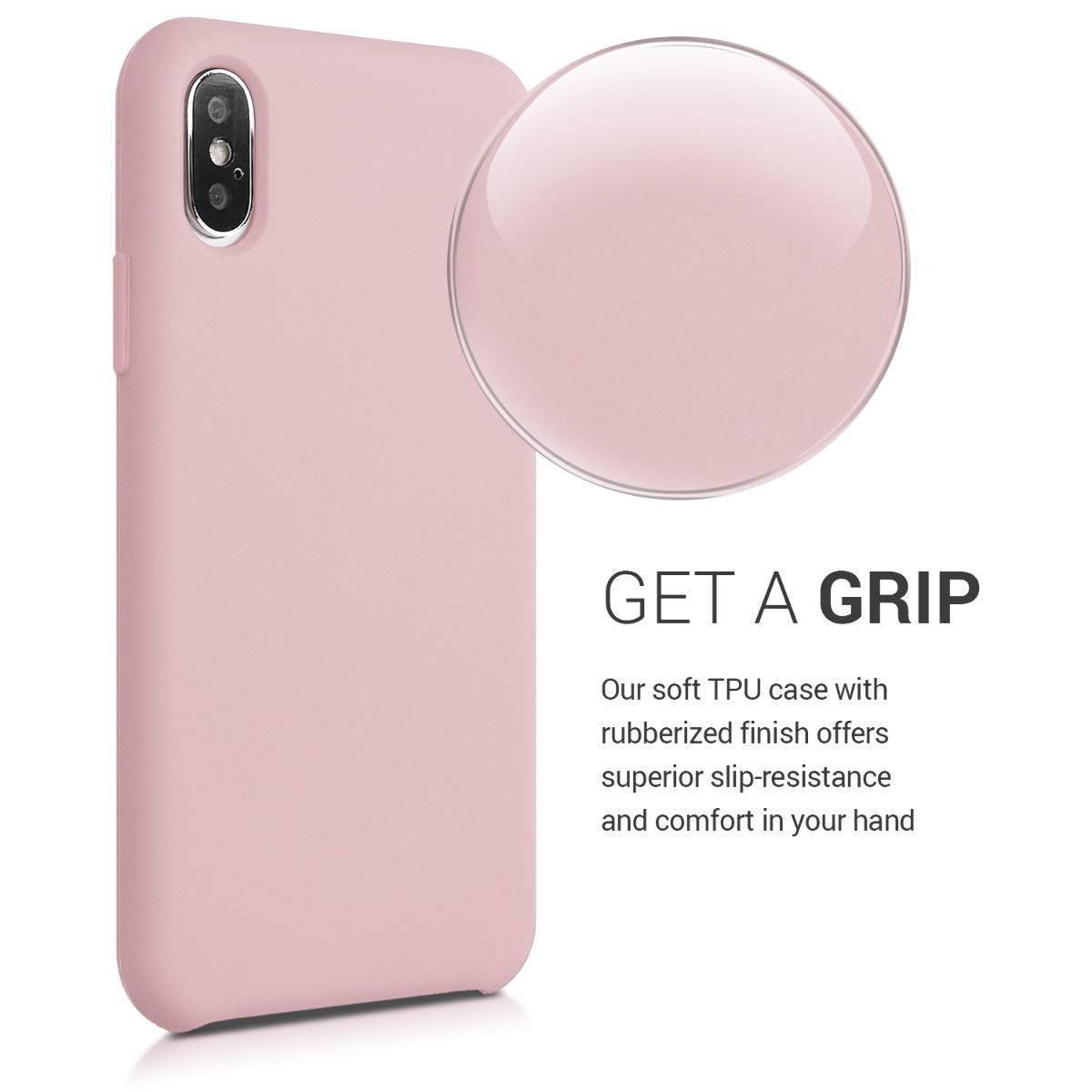 kwmobile TPU Silicone Case for Apple iPhone XS - Soft Finish Protective Phone Cover in Vintage Pink | Perfect for Everyday Use & Drop Protection