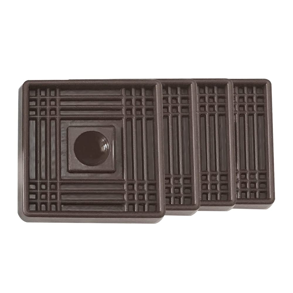 2X2 Inch Square Rubber Furniture Caster Cups - Non-Slip Floor Protectors (4 Pack) - Heavy Duty Furniture Coasters for Chairs, Sofas & Tables - Brown Anti-Skid Pads for Hardwood & Tile Floors - Perfect for Home, Office & Restaurant Use