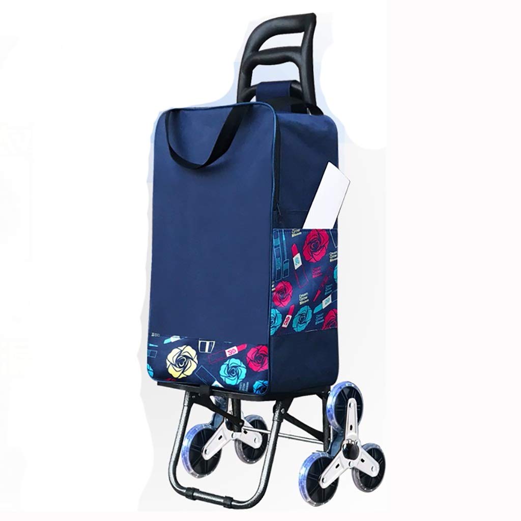 Portable Folding Shopping Cart with Removable Waterproof Canvas Bag - Lightweight Grocery Utility Cart with Swivel Wheels for Stair Climbing | Perfect for Grocery Shopping, Market Trips & Apartment Living