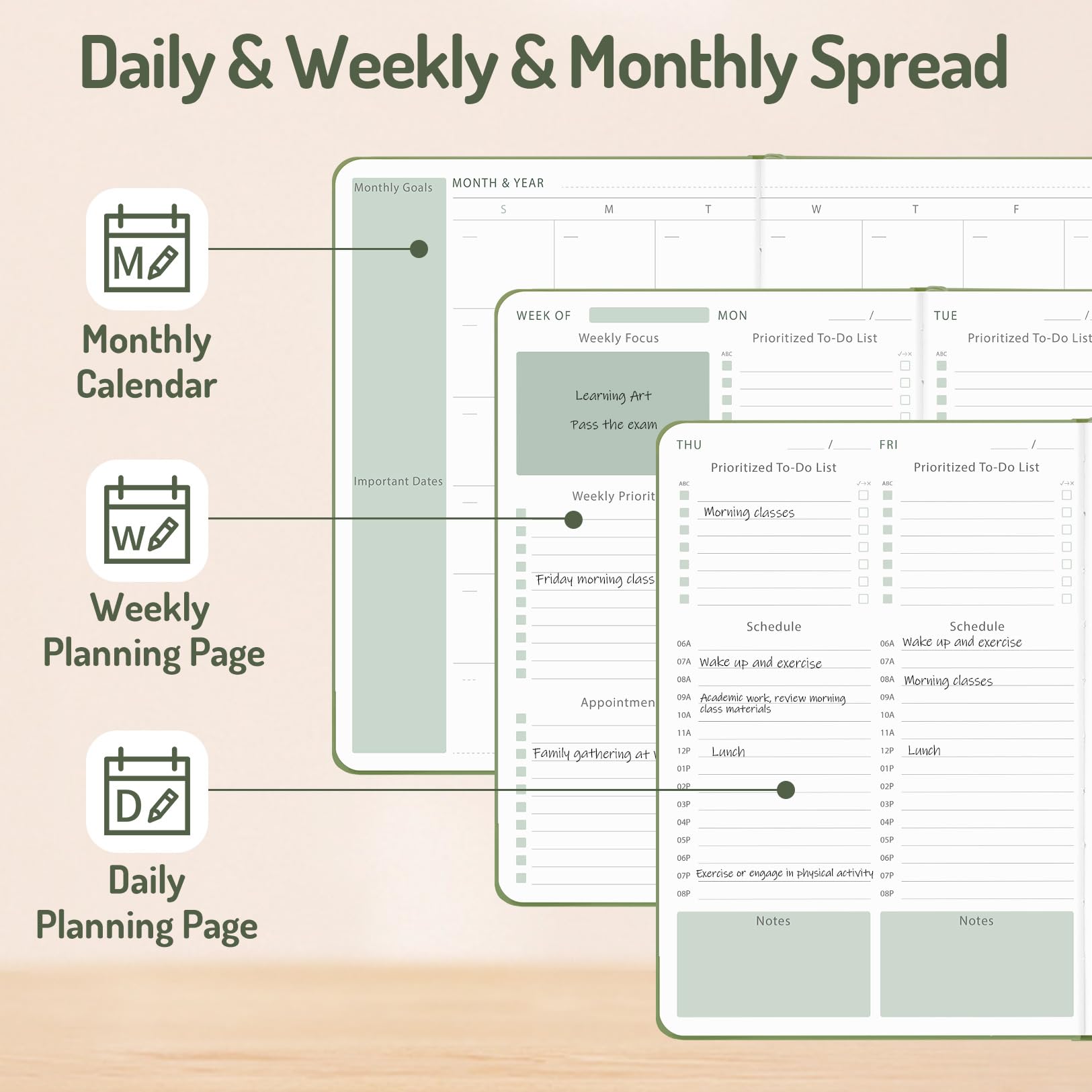 2025-2026 Undated Planner - B5 Daily Weekly Monthly Organizer with 12-Month Calendar, Simplified Large Schedule Notebook for Men & Women (7