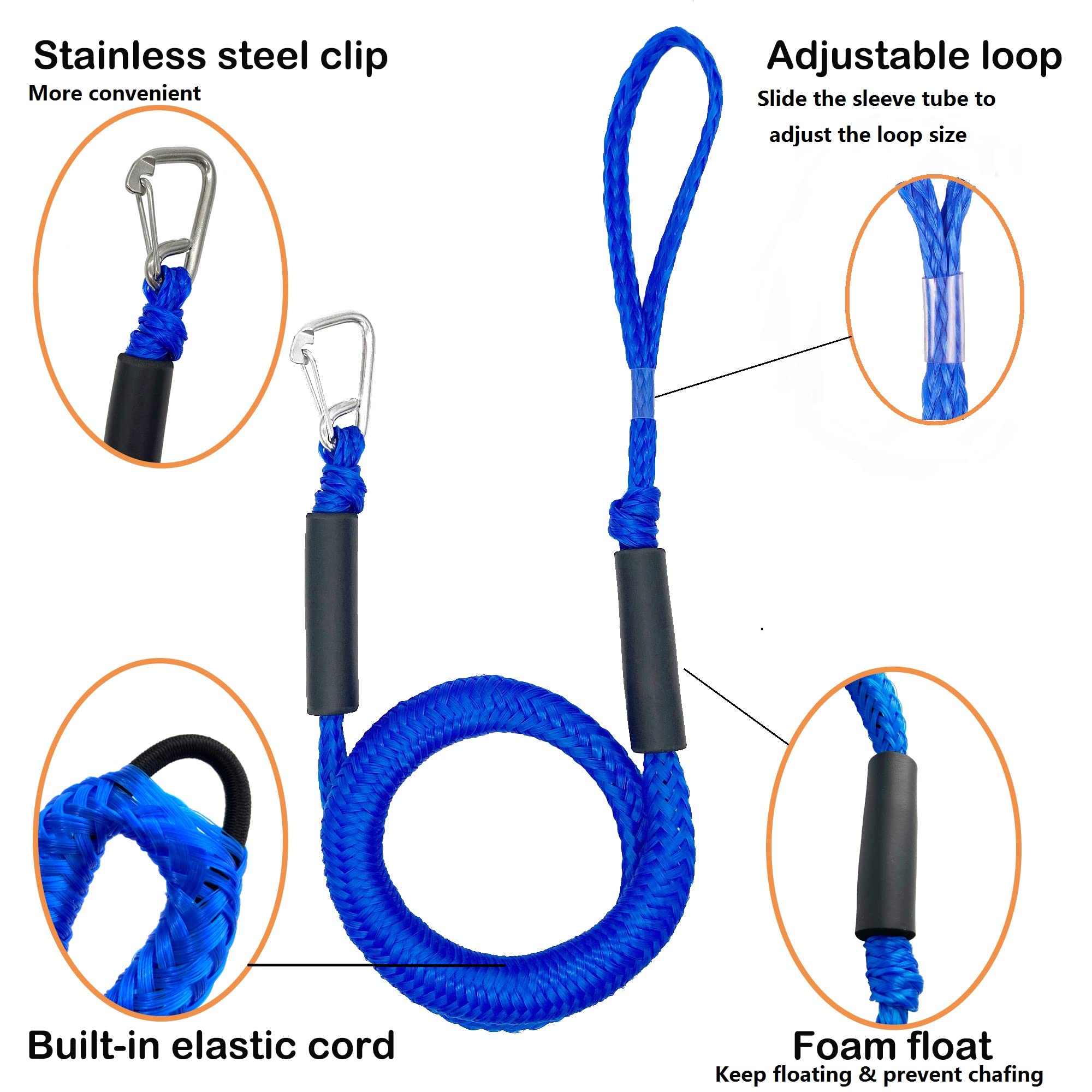 4-Pack Boat Dock Lines (4 Feet) - Heavy Duty Mooring Bungee Ropes for Jet Ski, Kayak, Pontoon & Power Boats - Durable Marine Accessories & Perfect Boating Gifts - Ideal for Docking, Anchoring & Securing Watercraft