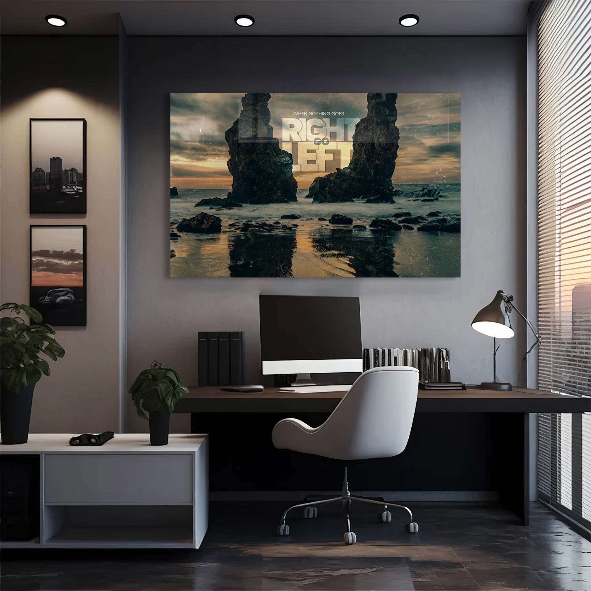 Right or Left Tempered Glass Wall Art - Modern Home Decor for Living Room, Bedroom & Office - Shatterproof & Stylish