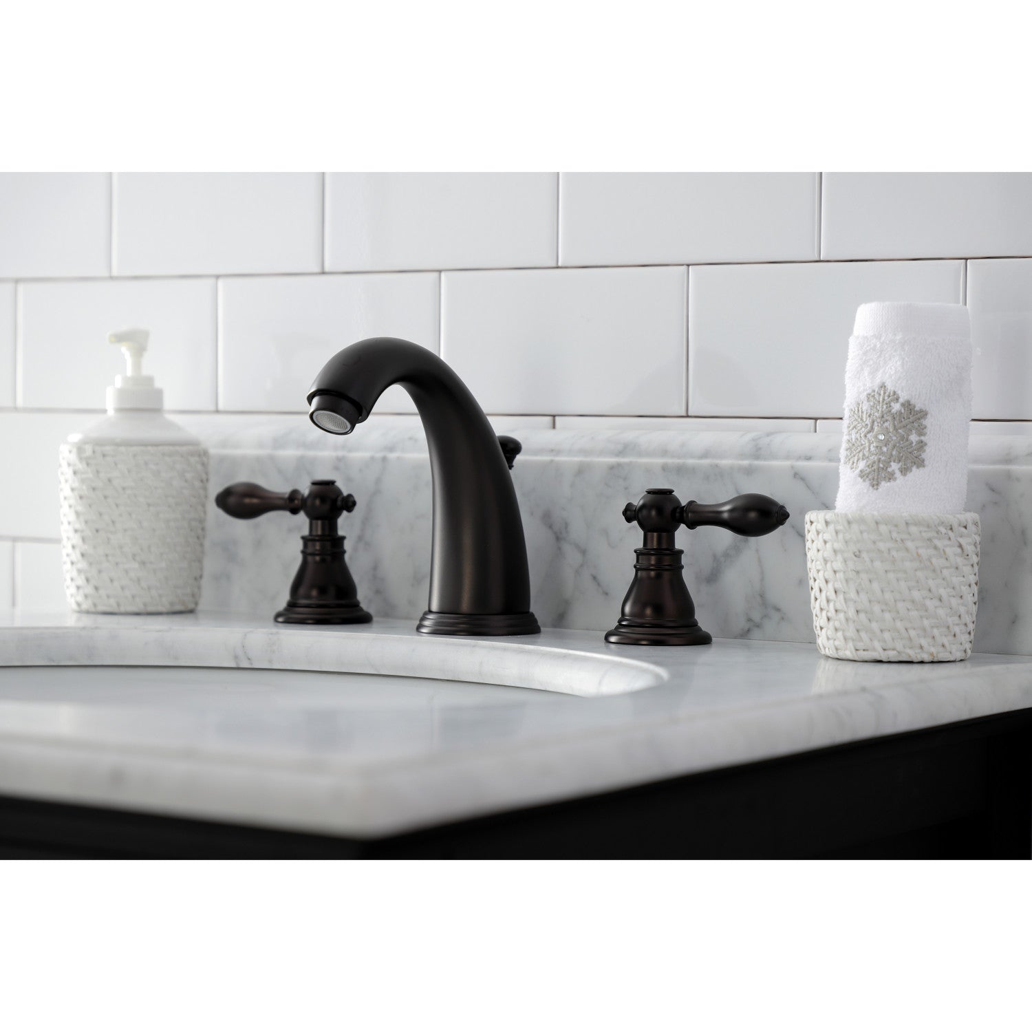 American Classic KB985ACL Oil Rubbed Bronze Widespread Bathroom Faucet - 2 Handle 3 Hole Deck Mount with Pop Up Drain - Perfect for Modern Bathroom Vanities and Powder Rooms