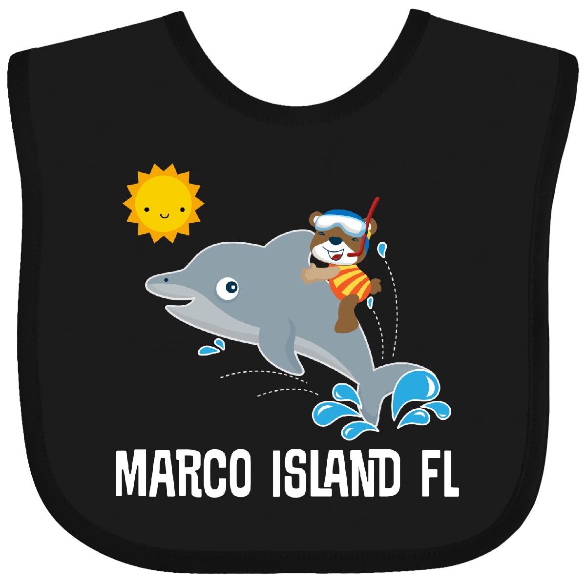 Inktastic Marco Island Florida Vacation Baby Bib - Soft Cotton Drool Bib for Infants & Toddlers - Perfect for Beach Trips, Family Outings & Photo Shoots