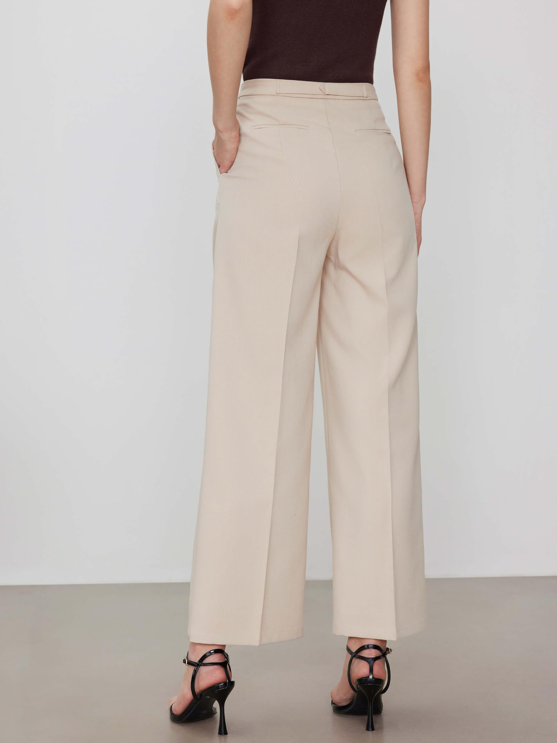 Women's High Waisted CIDER Belted Dress Pants with Pockets - Straight Leg Office Trousers for Business Casual & Work Wear | Perfect for Professional Meetings, Office Outfits & Smart Casual Occasions