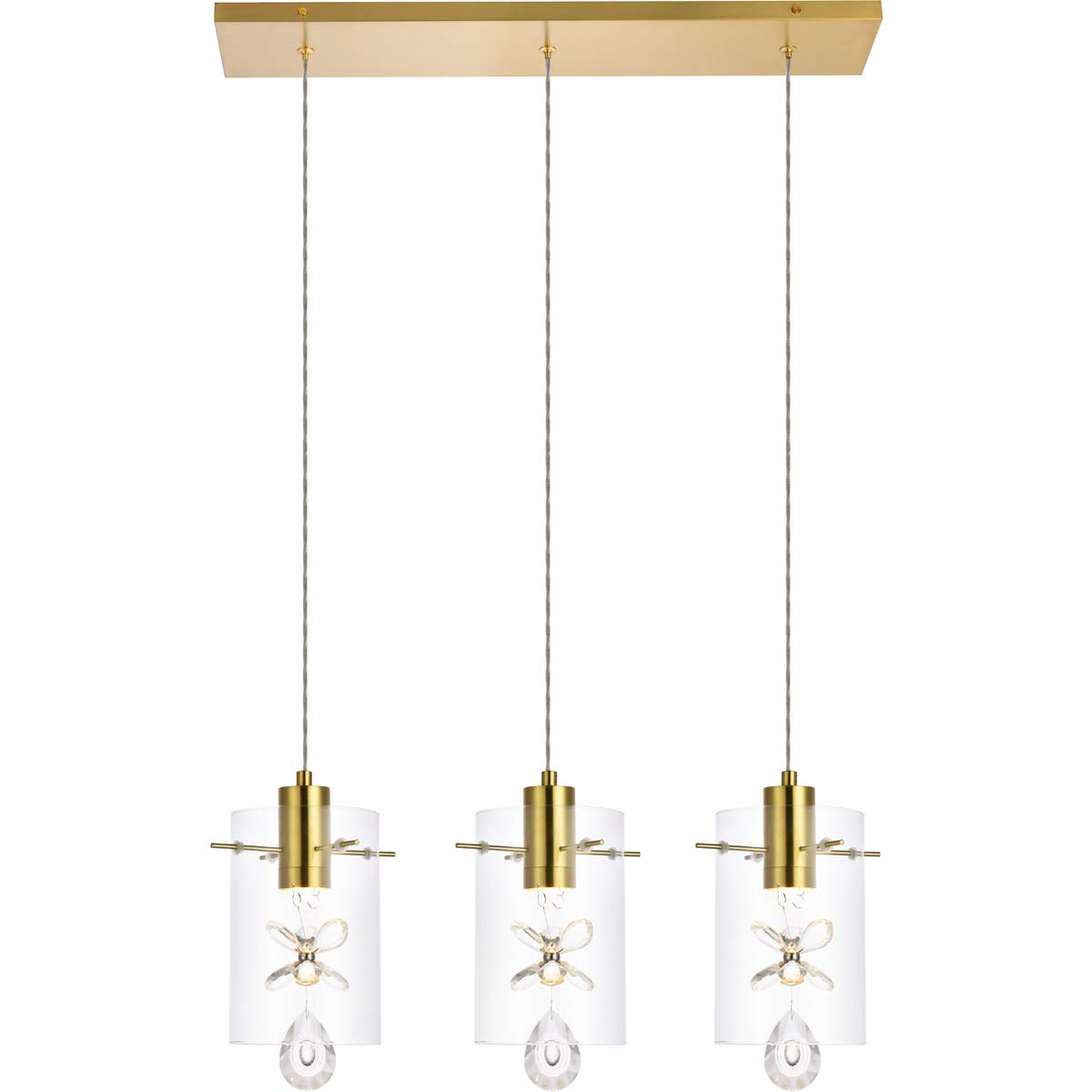 Luxury Hana 3-Light Gold Pendant Lighting Fixture for Living Room, Kitchen, Bedroom & Hallway - Elegant Ceiling Light for Dining Room, Foyer & Home Decor