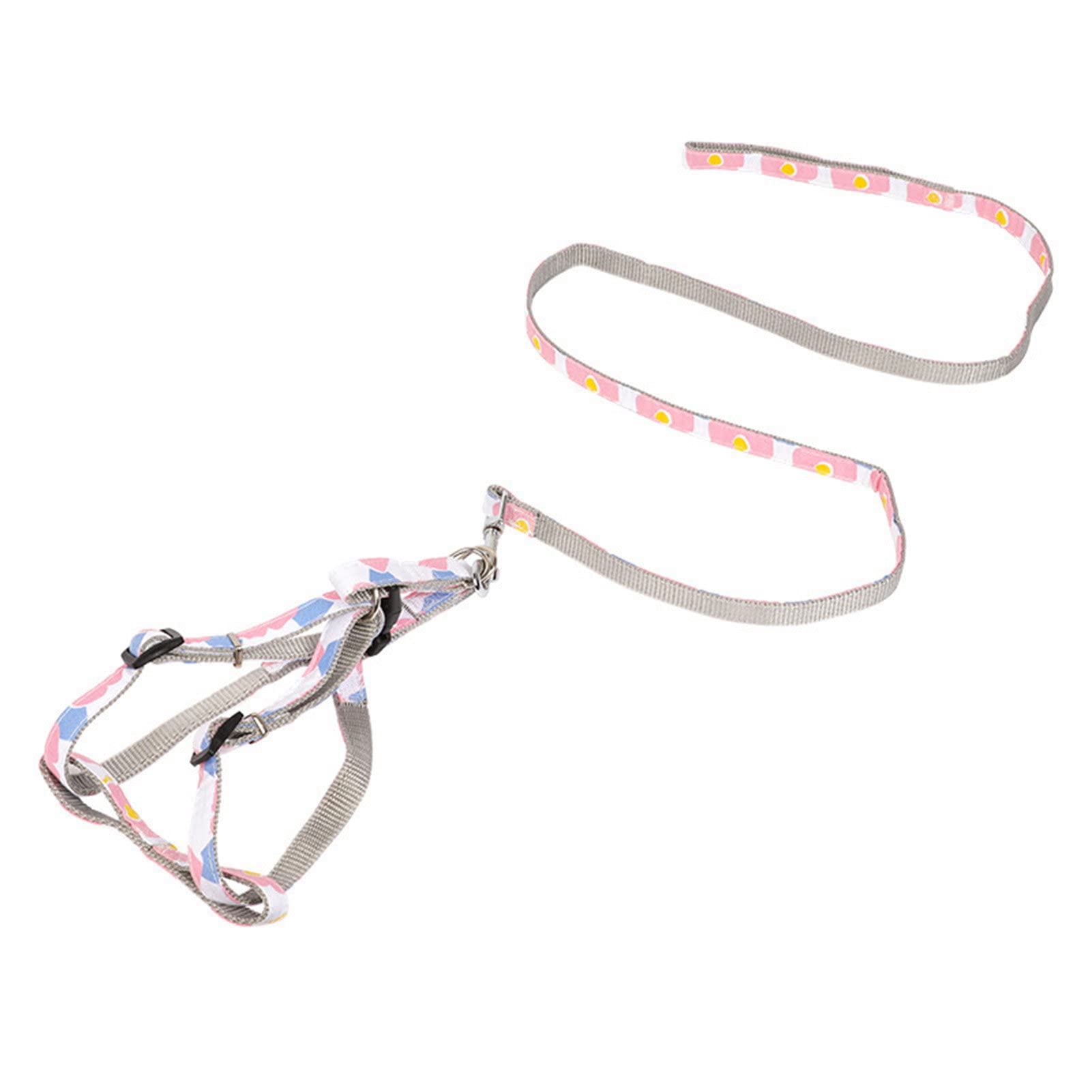 Adjustable Nylon Pet Dog Harness Leash Set - Soft Chest Strap Collar for Small & Medium Dogs (Pink, 1.5cm) | Outdoor Walking, Hiking & Training Accessories
