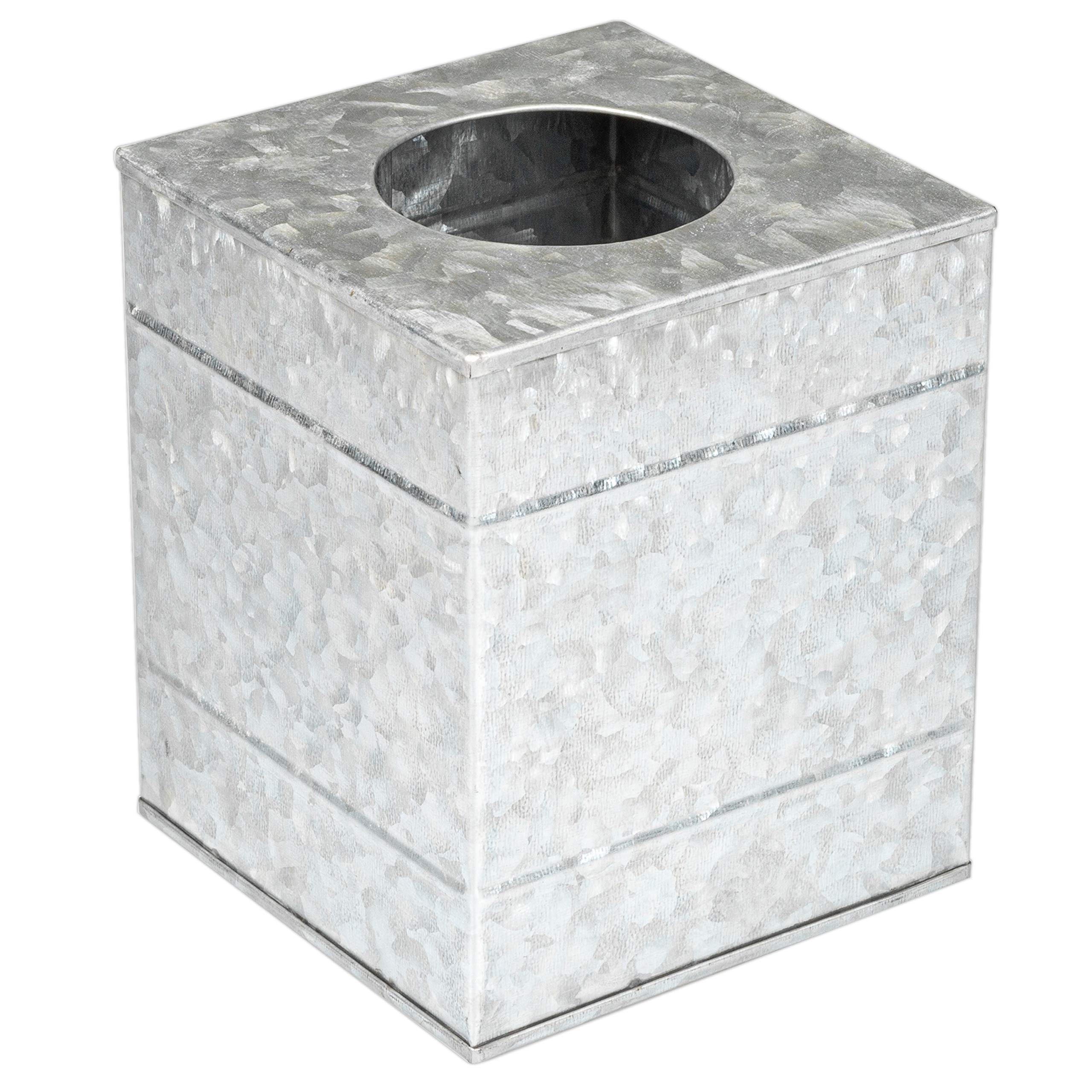 Rustic Galvanized Metal Tissue Box Cover - Square Decorative Holder for Home & Office | Perfect for Living Room, Bedroom, Bathroom, and Kitchen Organization