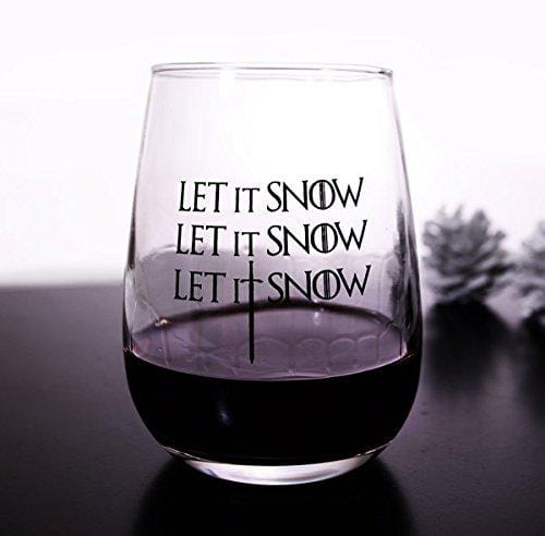BarConic Let it Snow Stemless Wine Glass - Holiday Themed Wine Tumbler for Christmas Parties, Winter Gatherings & Cozy Evenings by the Fireplace