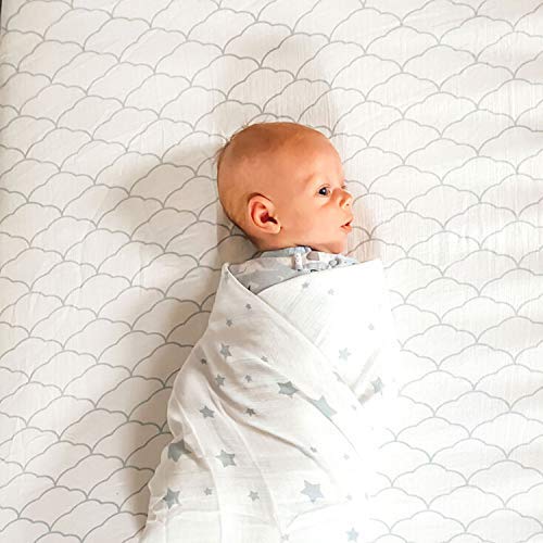Organic Muslin Cotton Mini Crib Fitted Sheets 2-Pack - Breathable Soft Baby Bedding for 24