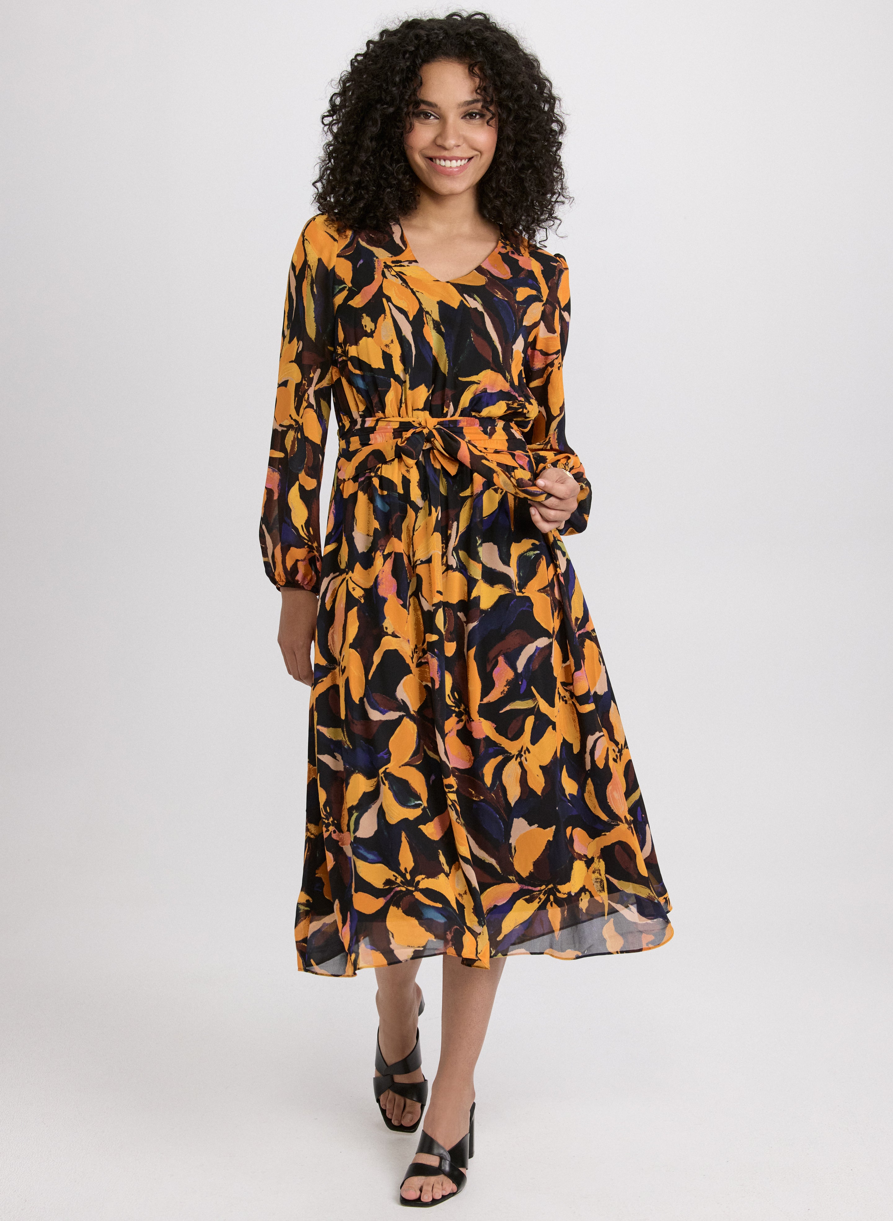 Elegant Floral Chiffon Dress for Women - Summer Boho Maxi Dress with V-Neck & Flowy Sleeves | Perfect for Beach Vacations, Garden Parties & Date Nights