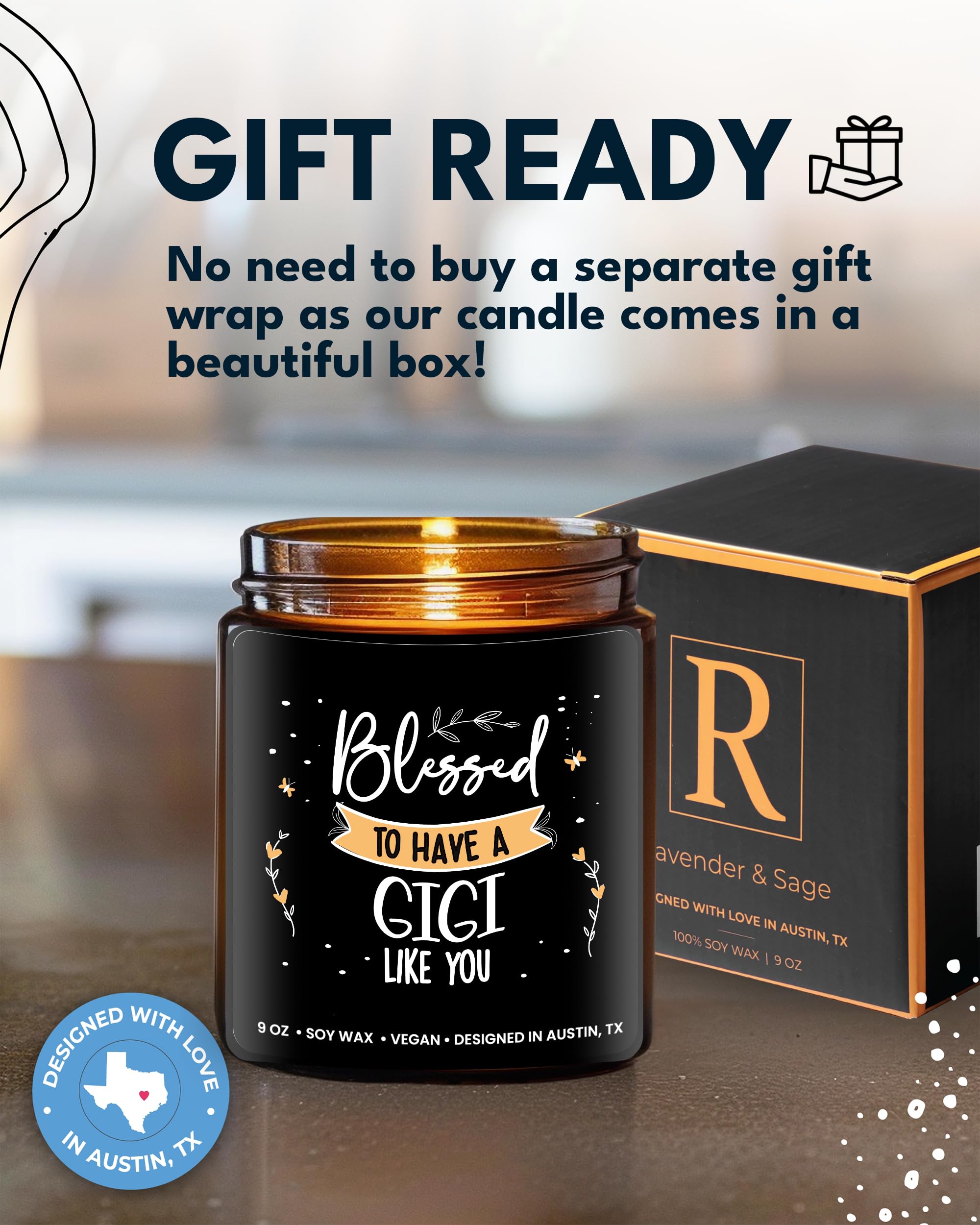 Gigi Scented Candle - Best Mother's Day, Birthday & Christmas Gifts for Grandma - Soy Wax Aromatherapy Candle with Relaxing Fragrance - Perfect for Home Decor, Spa Nights & Thoughtful Gift Giving