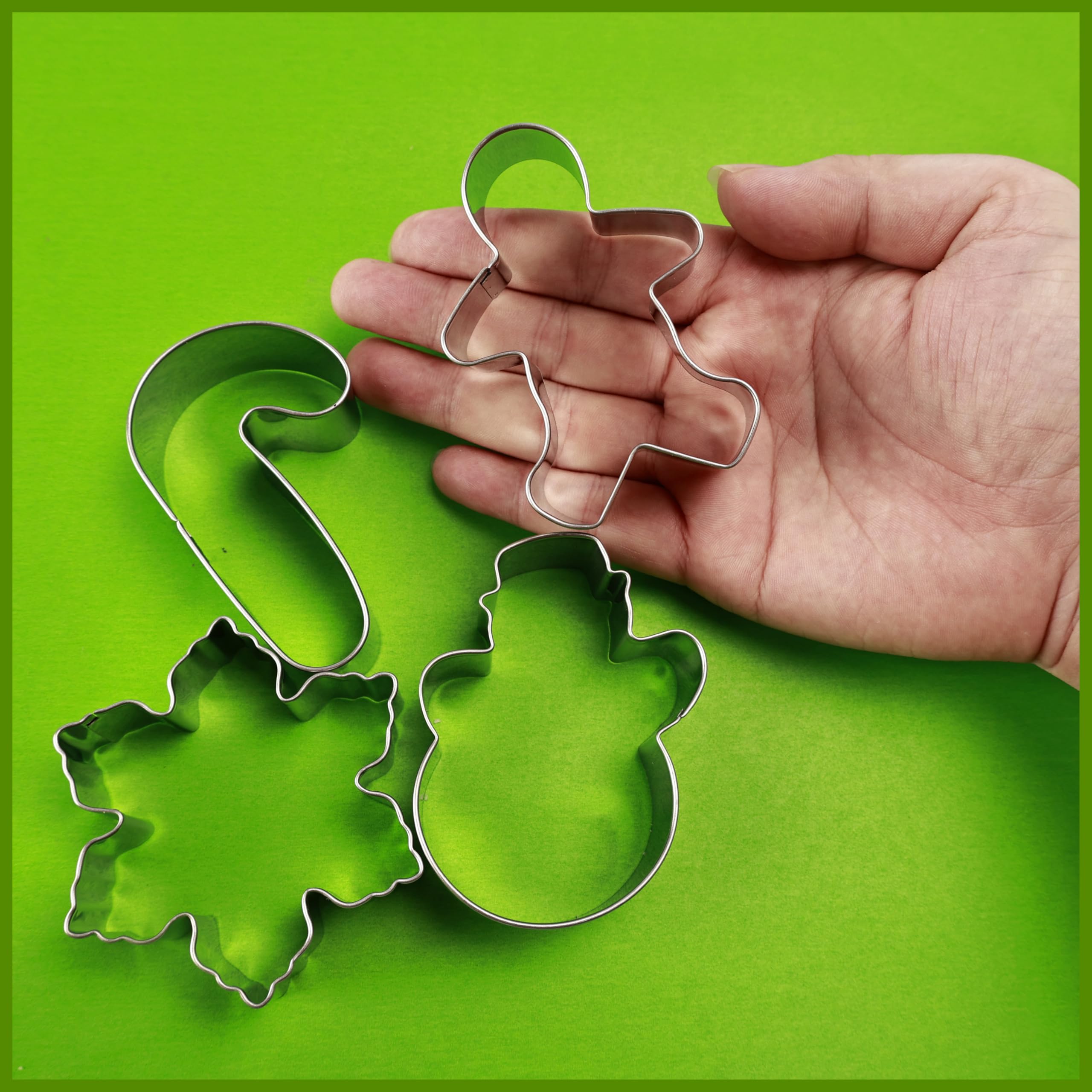 5-Piece Christmas Cookie Cutter Set - Snowman, Tree, Gingerbread Man, Snowflake & Candy Cane Shapes | Holiday Baking Decorations for Cookies, Gingerbread Houses & Festive Treats