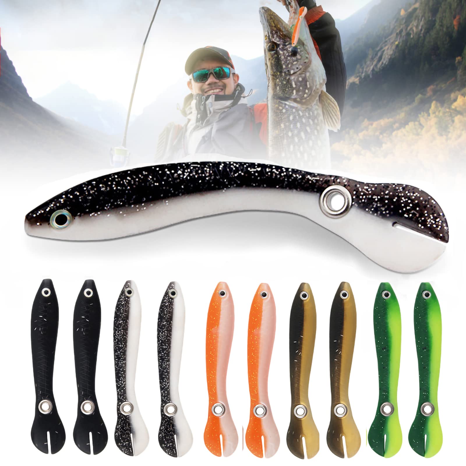 Premium Bionic Soft Fishing Lures - 10 Pcs Realistic Bass Trout Saltwater Freshwater Fishing Baits for Bass, Walleye, Pike - Perfect for Lake, River & Ocean Fishing Adventures