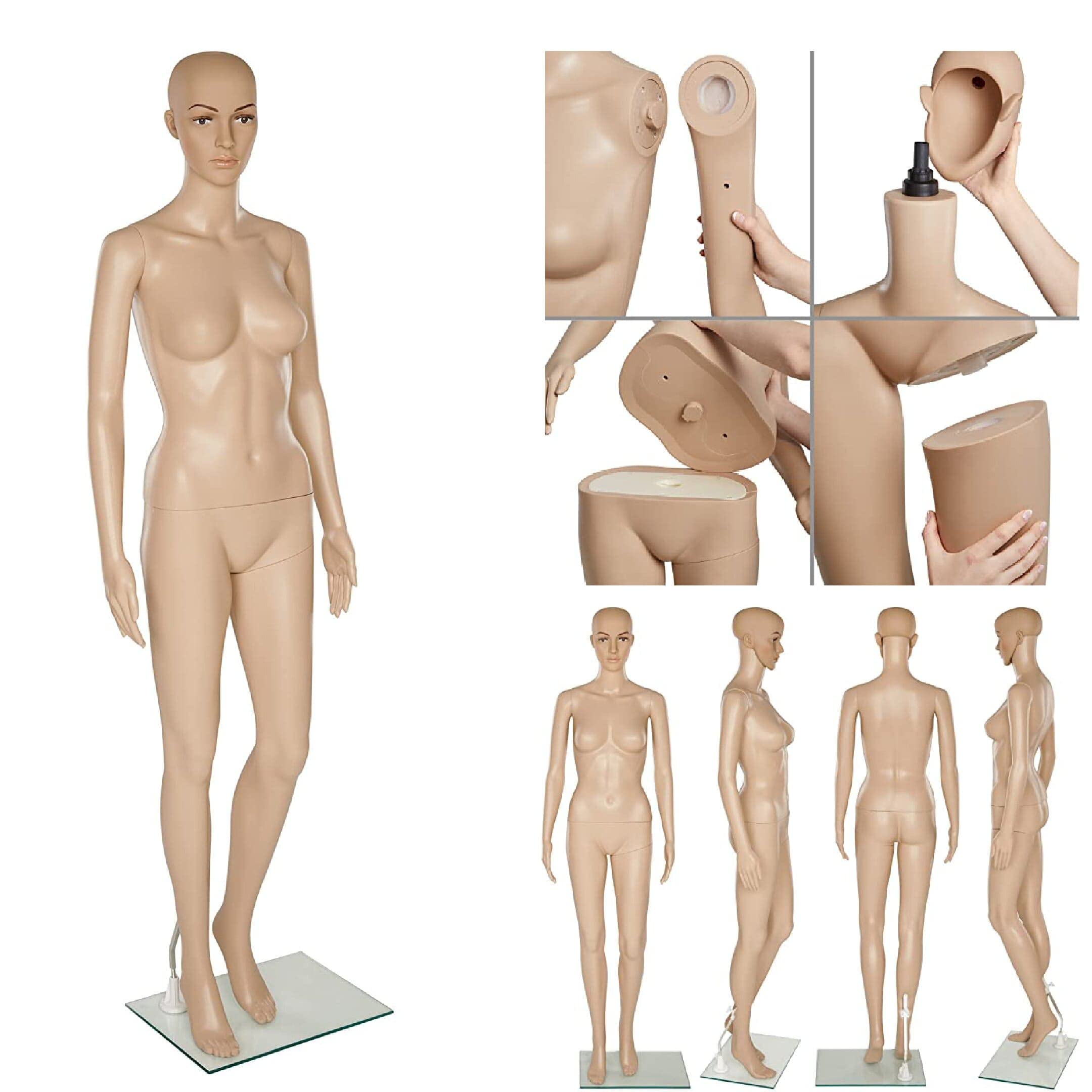 Female Mannequin for Shop Window Display - Rotatable & Portable with Metal Base & Calf Pin - Perfect for Retail Stores, Boutiques, and Fashion Showrooms