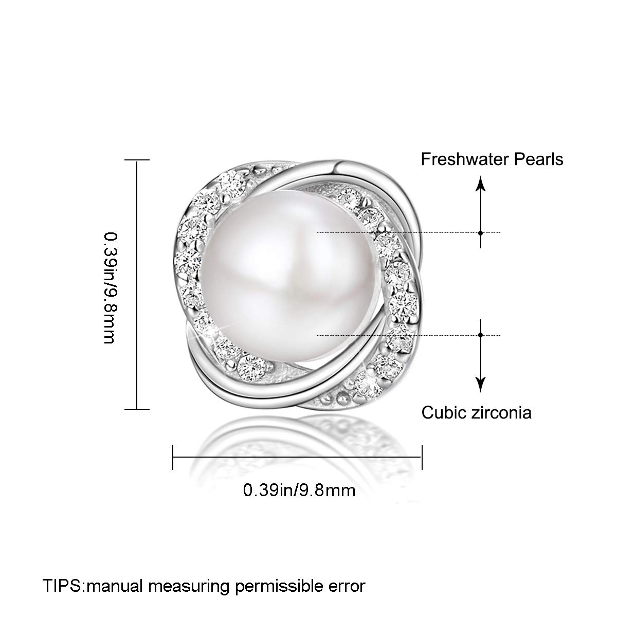 Elegant Freshwater Cultured Pearl Earrings for Women - Stainless Steel Stud Earrings with Cubic Zirconia - Perfect Gift Set with Luxury Packaging - Ideal for Weddings, Parties & Everyday Wear