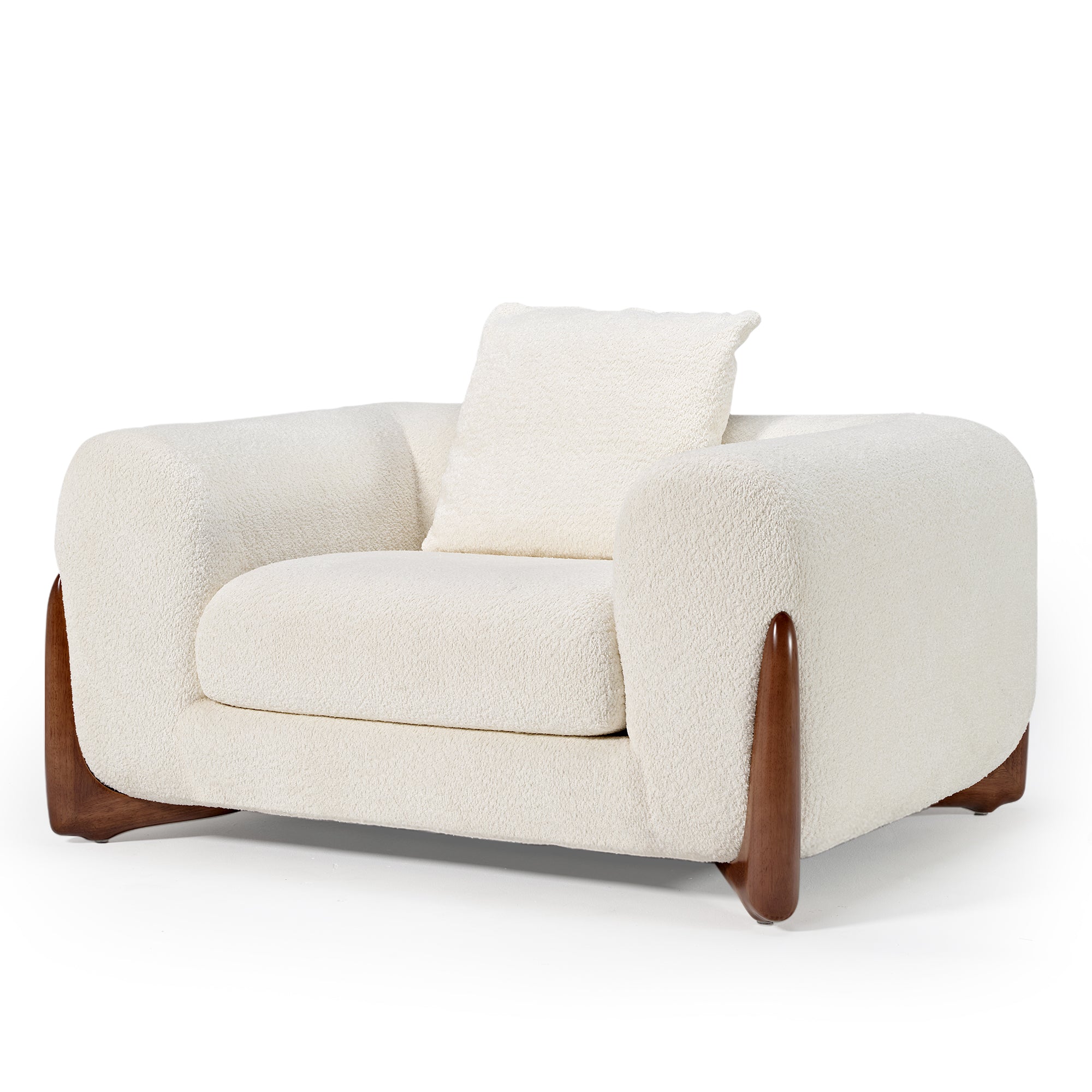 Rowan Upholstered Accent Chair in Off White - Modern Living Room Furniture for Home Office, Bedroom & Lounge Decor