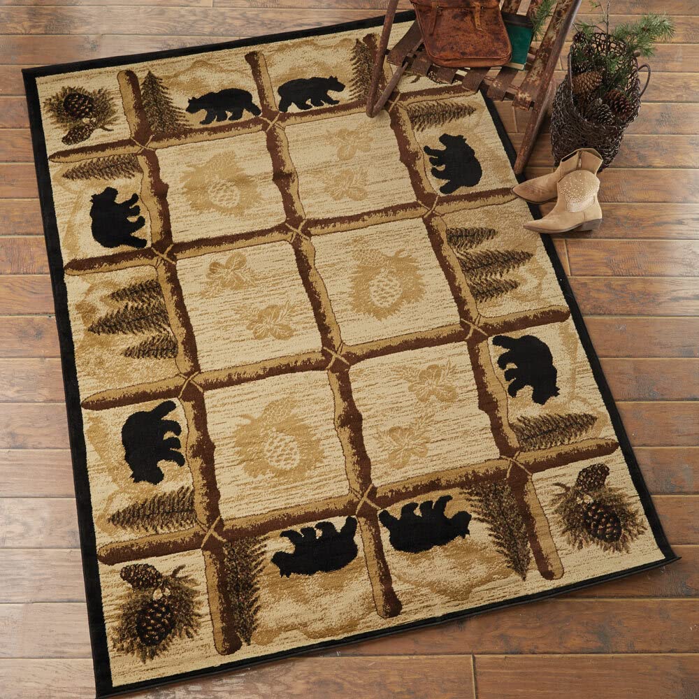 Premium Faux Sheepskin Bear Rug - Rustic Cabin Decor, Wildlife Themed Throw Rug for Living Room, Bedroom, or Lodge - Brown/Red Bear Skin Rug with Head - Cozy Home Accent for Winter & Cabin Retreats
