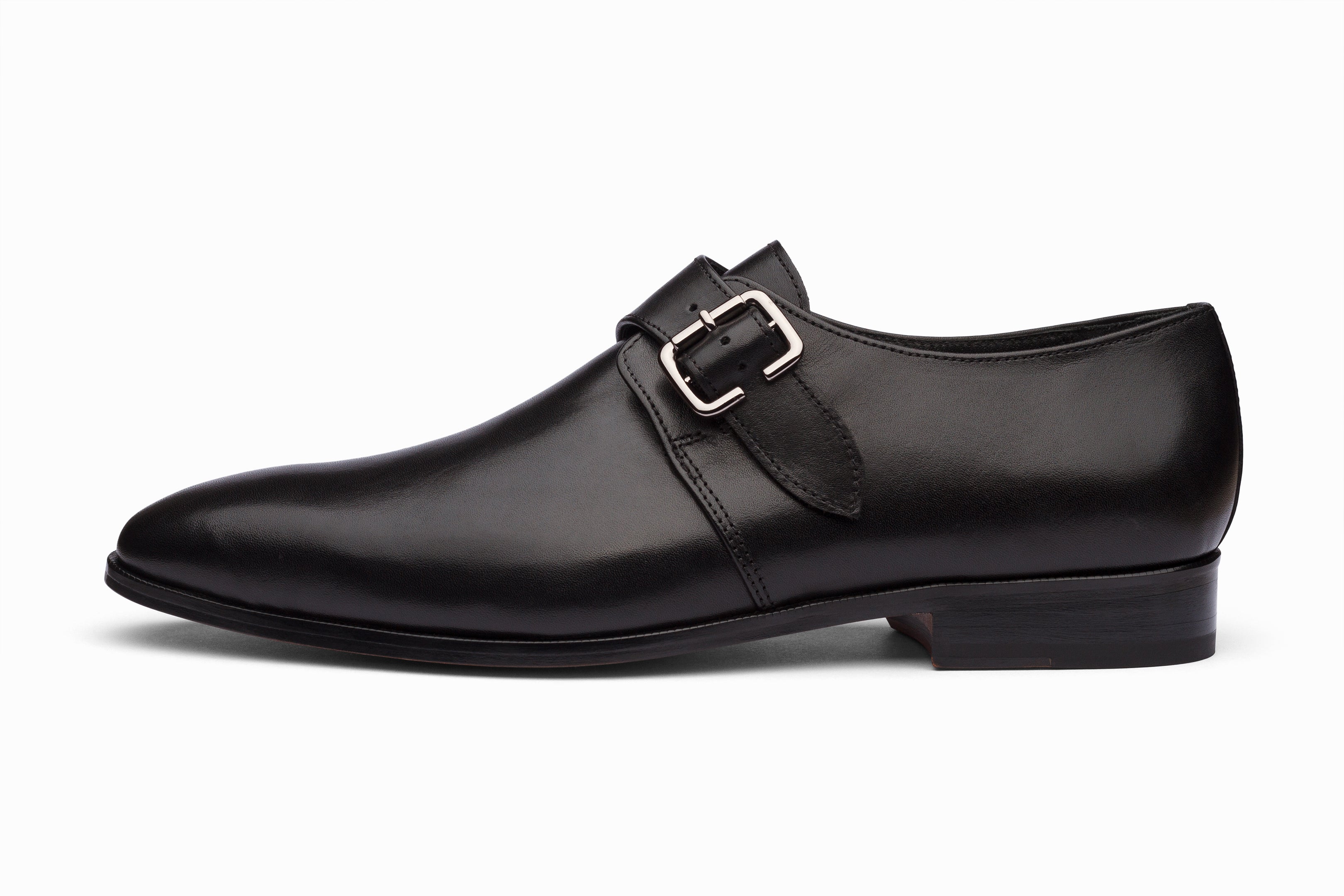 Stylish Black Single Monkstrap Dress Shoes for Men | Formal & Business Occasions | Comfortable & Durable Leather Oxfords