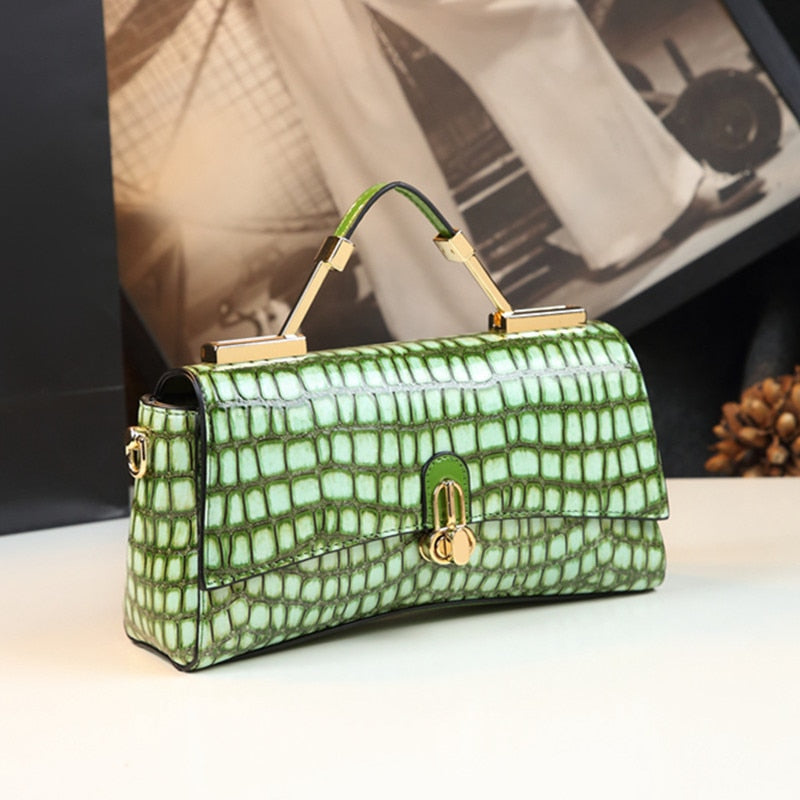 Stylish Women's Crocodile Print Shoulder Bag - Fashionable Crossbody Purse for Work, Travel & Everyday Use