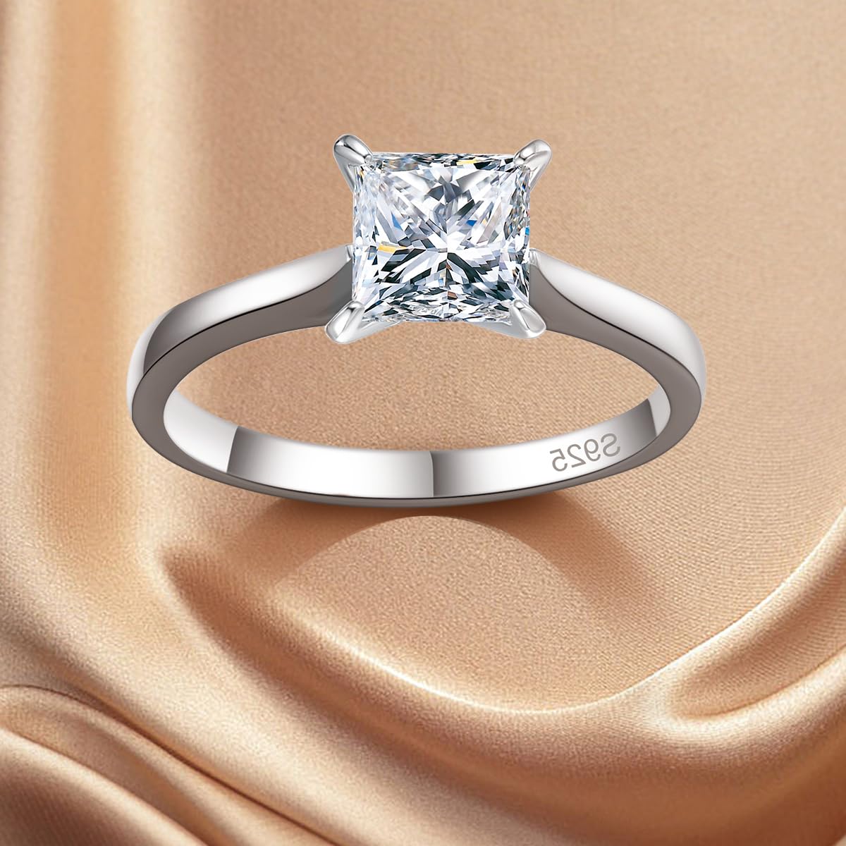 1.5 CT Princess Cut Cubic Zirconia Engagement Ring for Women - Sterling Silver Promise & Wedding Band - Size 5-10 - Perfect Christmas, Birthday Gift for Her, Girlfriend, Fiancée - Ideal for Proposals, Anniversaries, Special Occasions