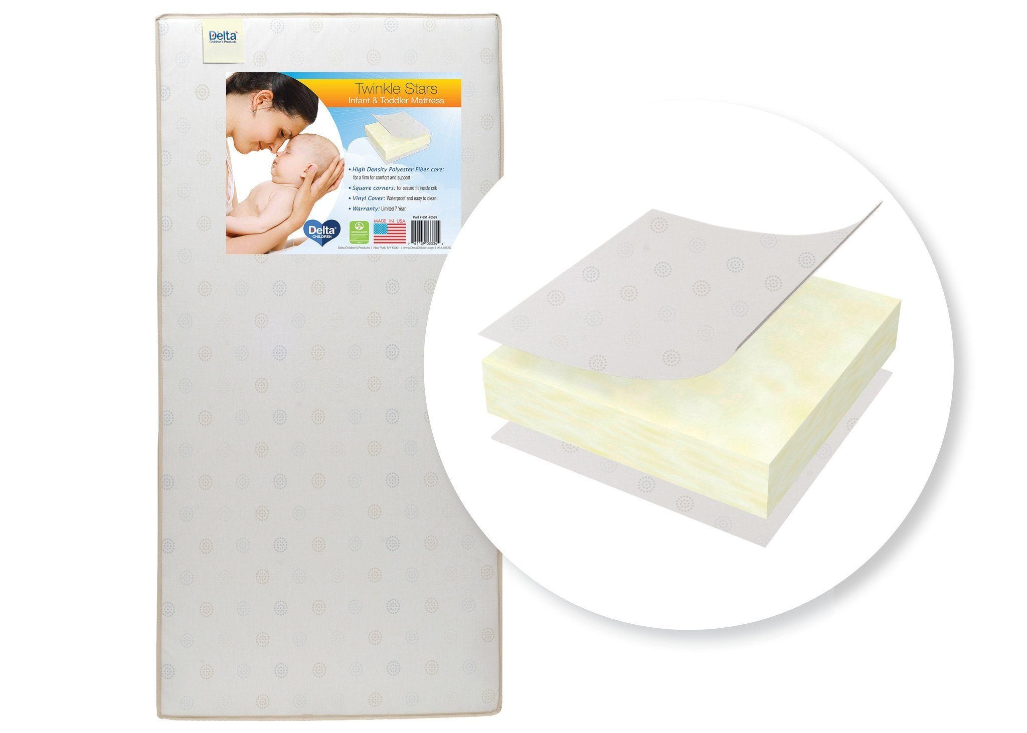 Twinkle Stars Crib & Toddler Mattress - Waterproof, Hypoallergenic Baby Mattress for Newborns & Infants | Perfect for Nursery, Daycare & Travel Cribs