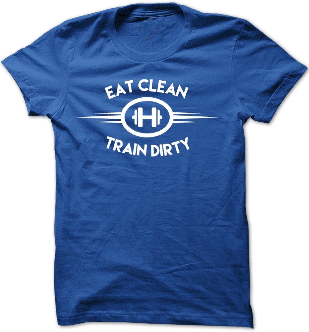 Bad Bananas Eat Clean Train Dirty Fitness T-Shirt - Unisex Crew Neck Workout Tee for Gym, Running & Active Lifestyle