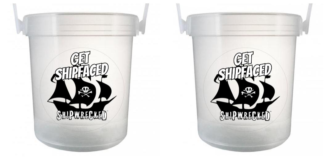 32 oz Plastic Rum Buckets with Custom Sticker - Perfect for Beach Parties, Cocktail Bars & Tropical Themed Events