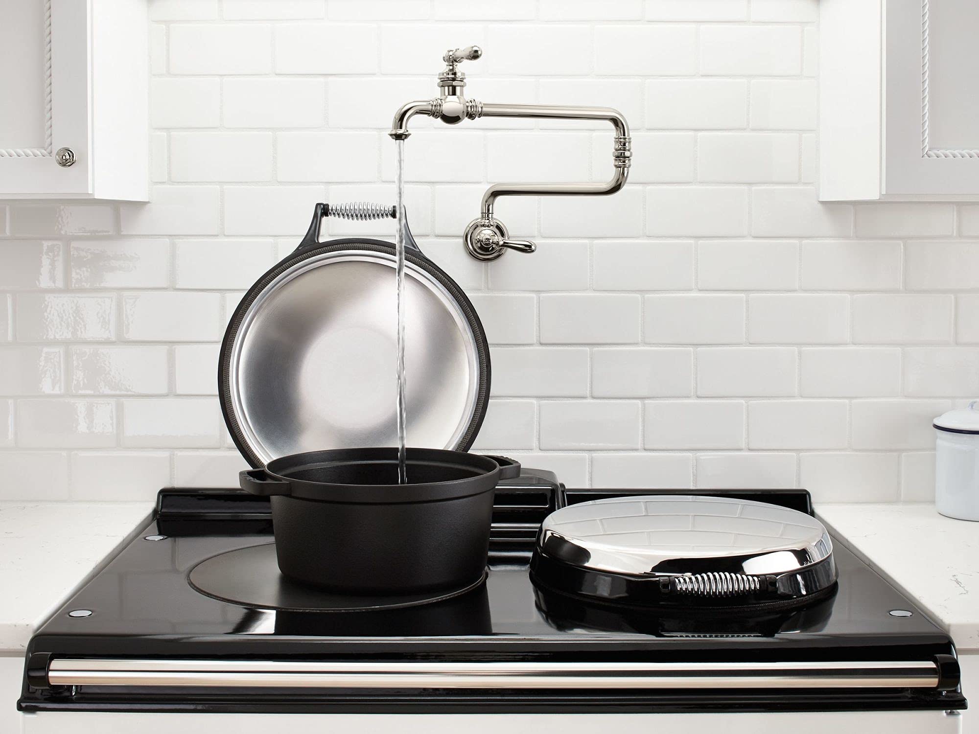 KOHLER 99270-CP Artifacts Wall-Mount Pot Filler Faucet in Polished Chrome - Kitchen Sink Pot Filler for Easy Cooking & Filling Pots - Perfect for Home Chefs & Busy Kitchens